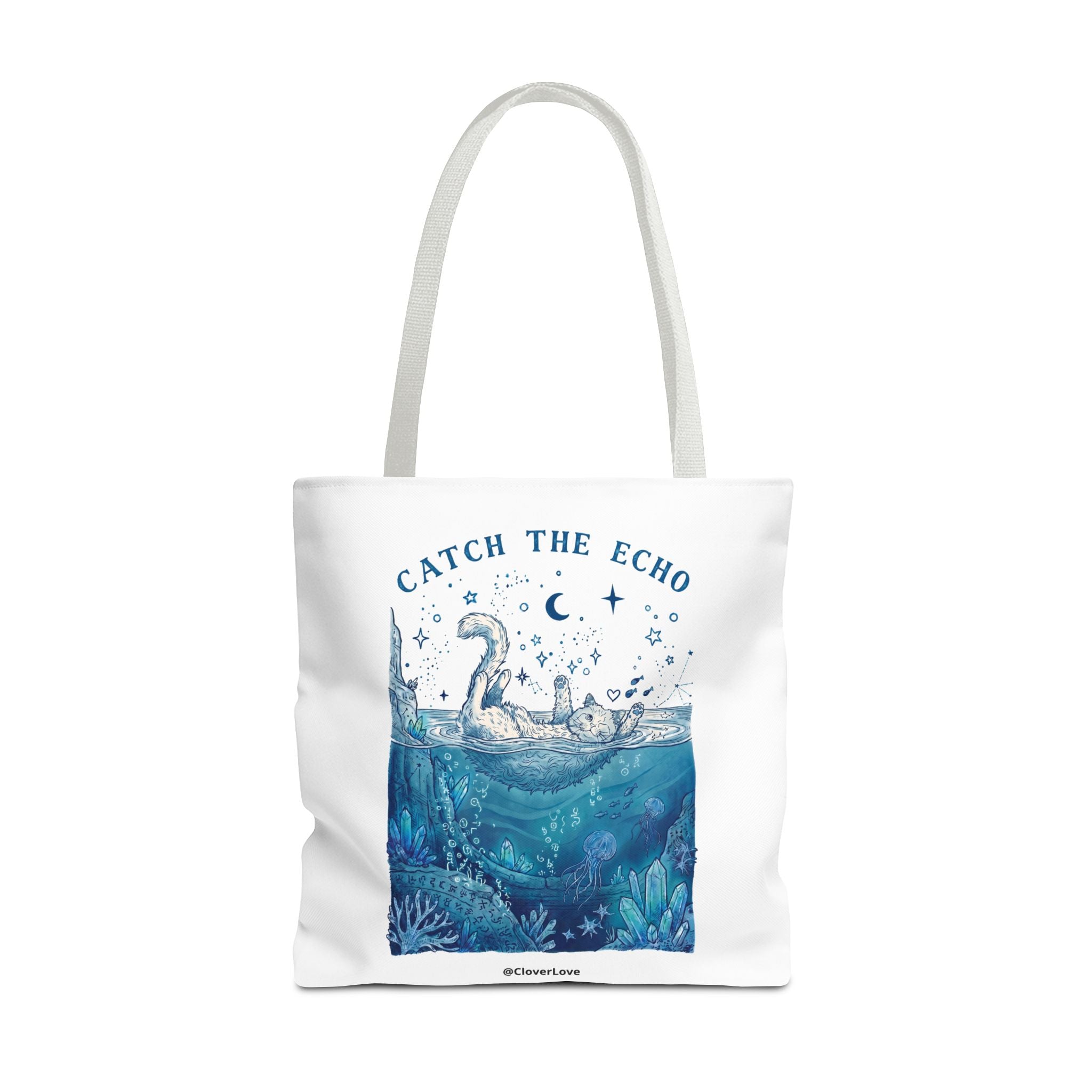 Cat Ocean Adventure Tote Bag | Vintage Underwater Graphic Canvas Bag