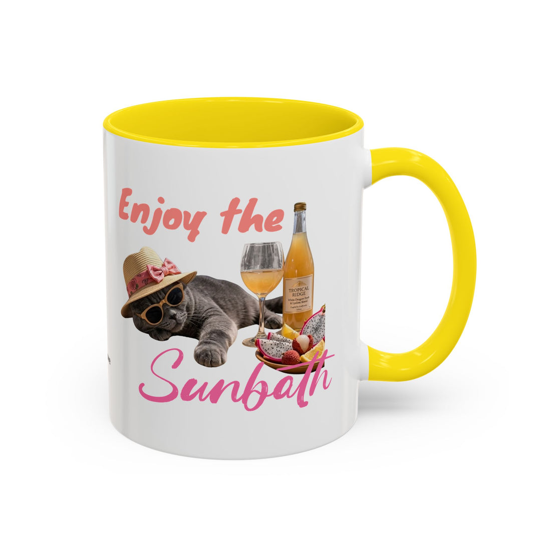 Summer Sunbathing Cat Mug | Personalized Cat Coffee Cup With Custom Text