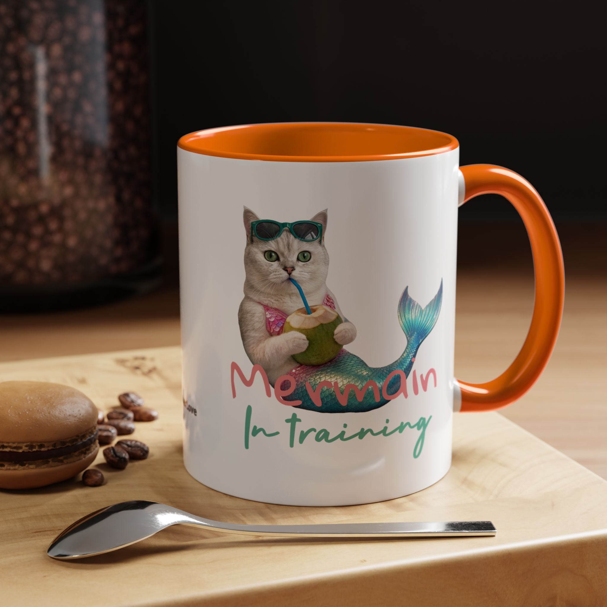 Mermaid Cat Summer Mug | Personalized Cat Coffee Cup With Custom Text