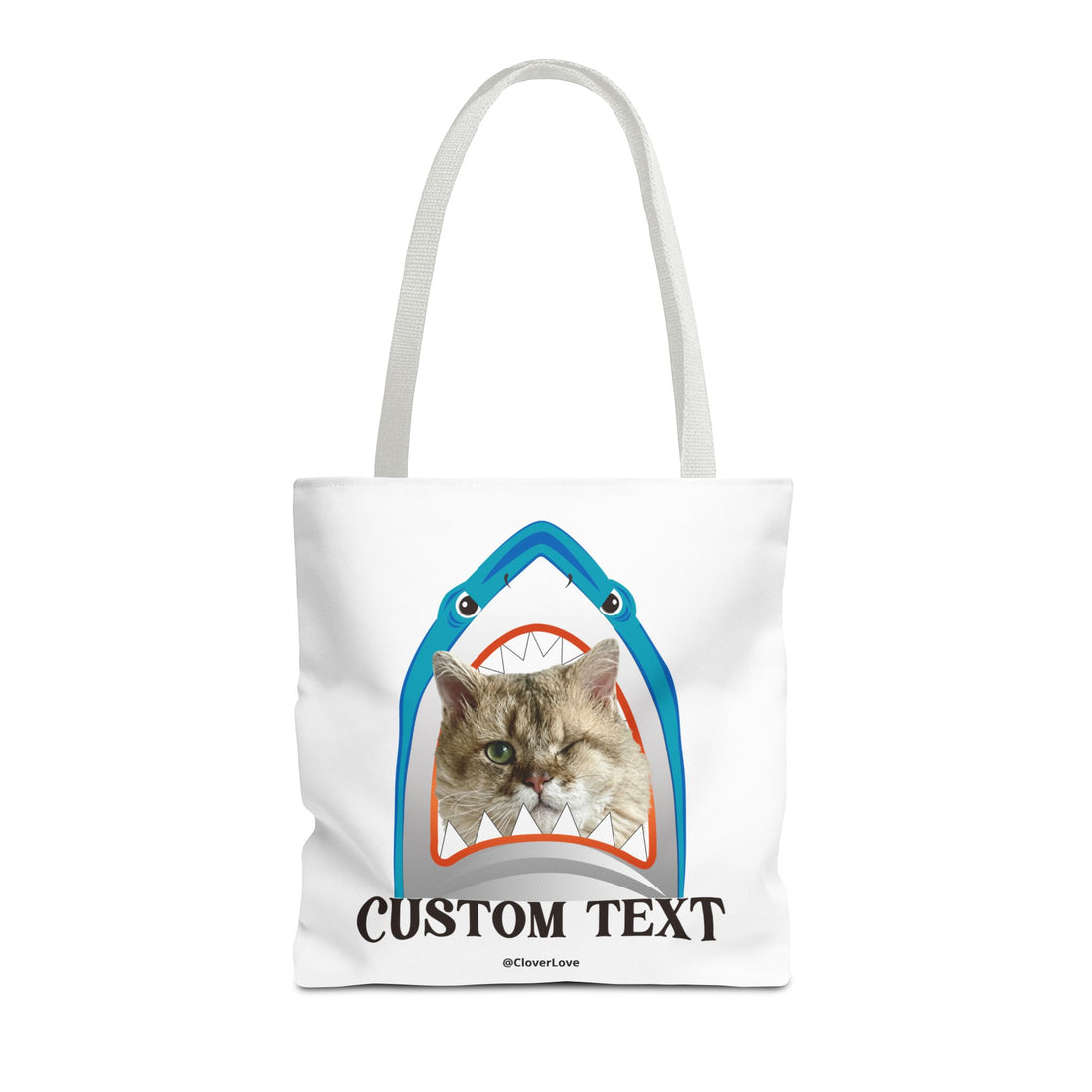 Funny Cat Tote Bag | Custom Pet Photo Shark Summer Bag