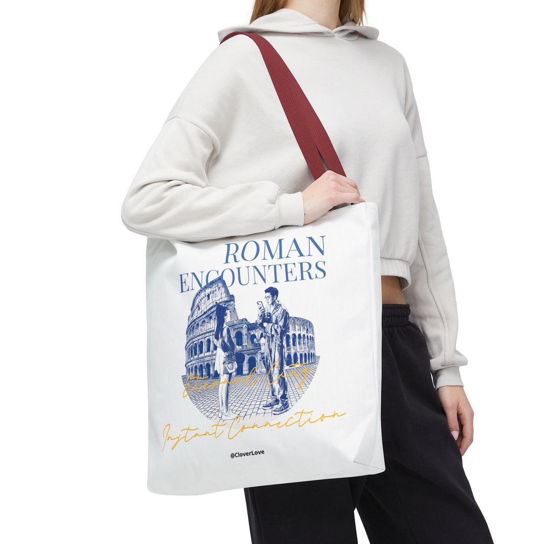 Roman Encounter Travel Tote Bag | Vintage Italy Rome Colosseum Canvas Tote Bag for Travel Lovers