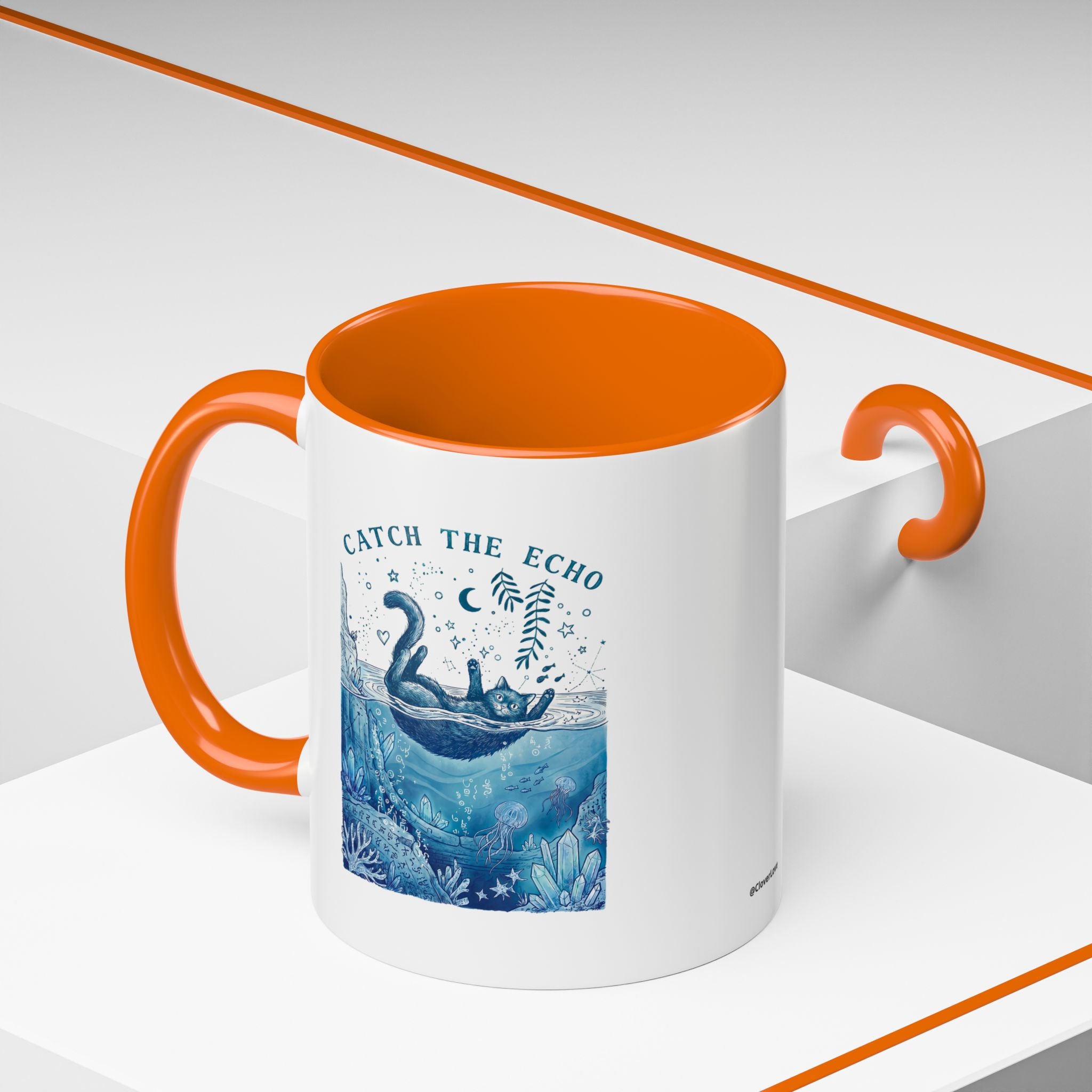 Cat's Ocean Echo Mug - Cute Underwater Cat Lover Coffee Cup