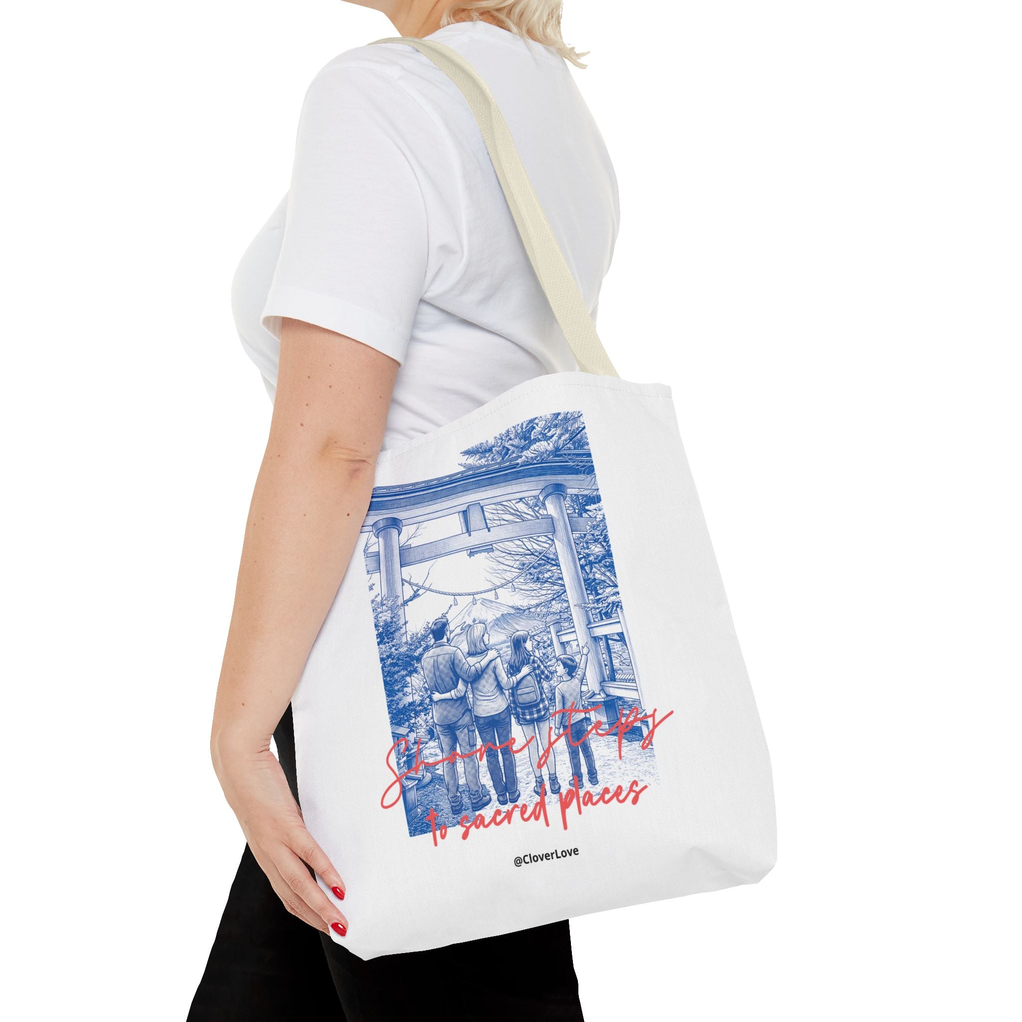 Japan Travel Tote Bag | Vintage Torii Gate Fuji Mountain Canvas Bag