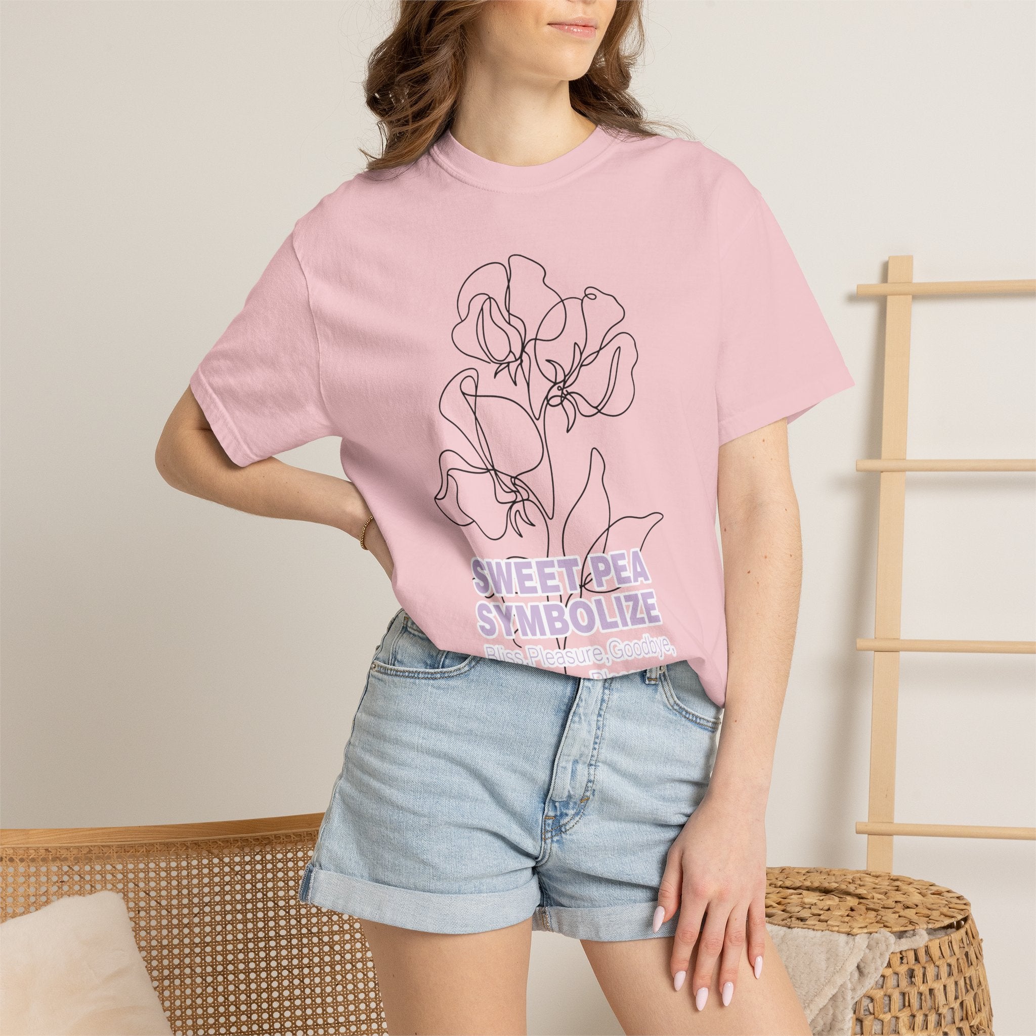 Sweet Pea Flower T-Shirt - Botanical Graphic Shirt for Flower Lovers