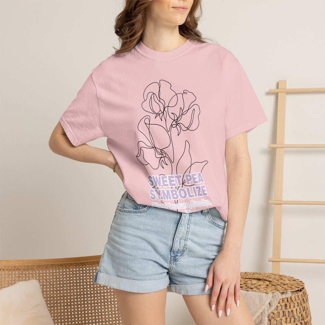 Sweet Pea Flower T-Shirt - Botanical Graphic Shirt for Flower Lovers