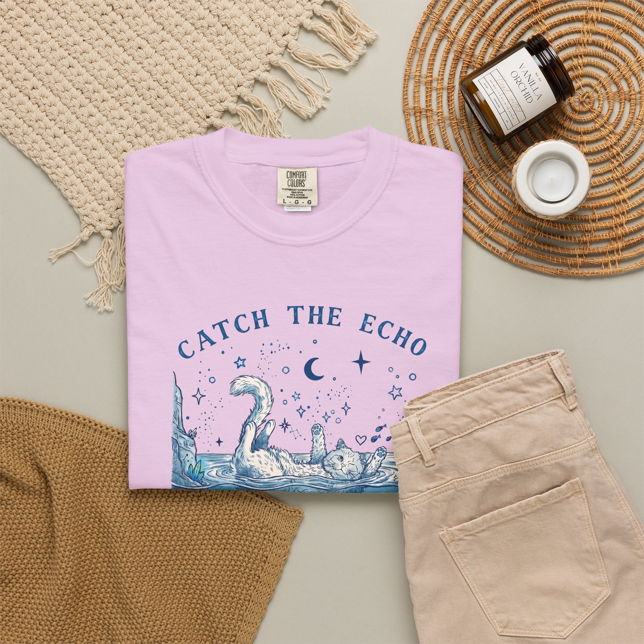 Catch The Echo Cat T-Shirt - Vintage Fantasy Animal Shirt for Cat Lovers