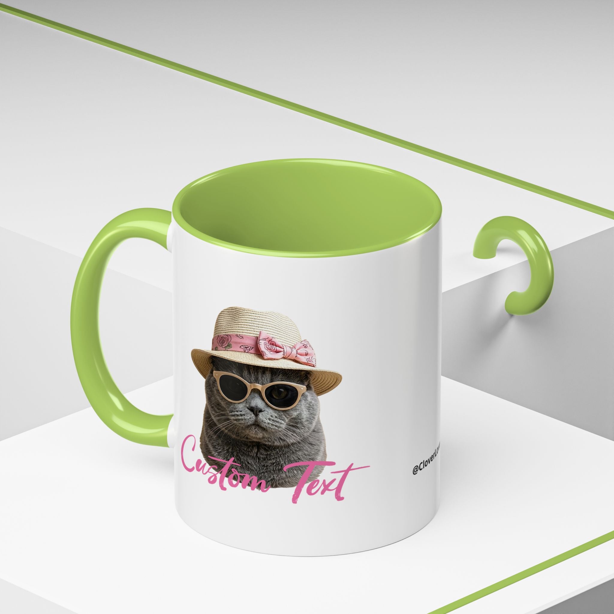 Summer Sunbathing Cat Mug | Personalized Cat Coffee Cup With Custom Text