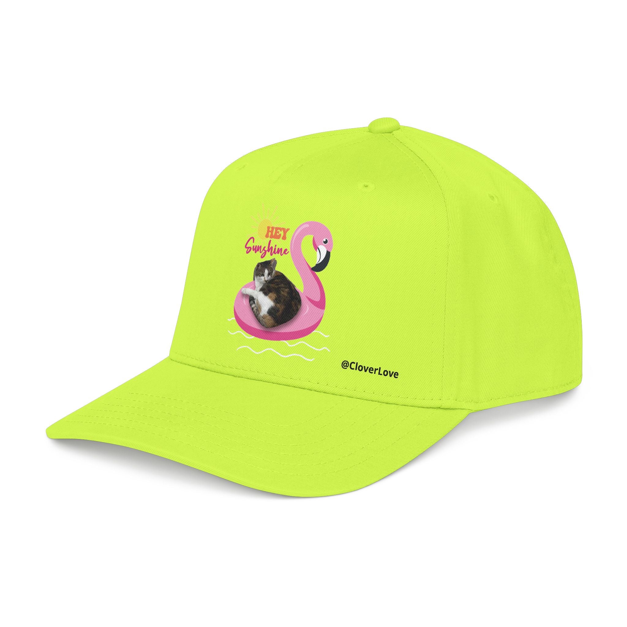Summer Cat Lover Hat | Cute Flamingo Cat Baseball Cap With Sunshine Design