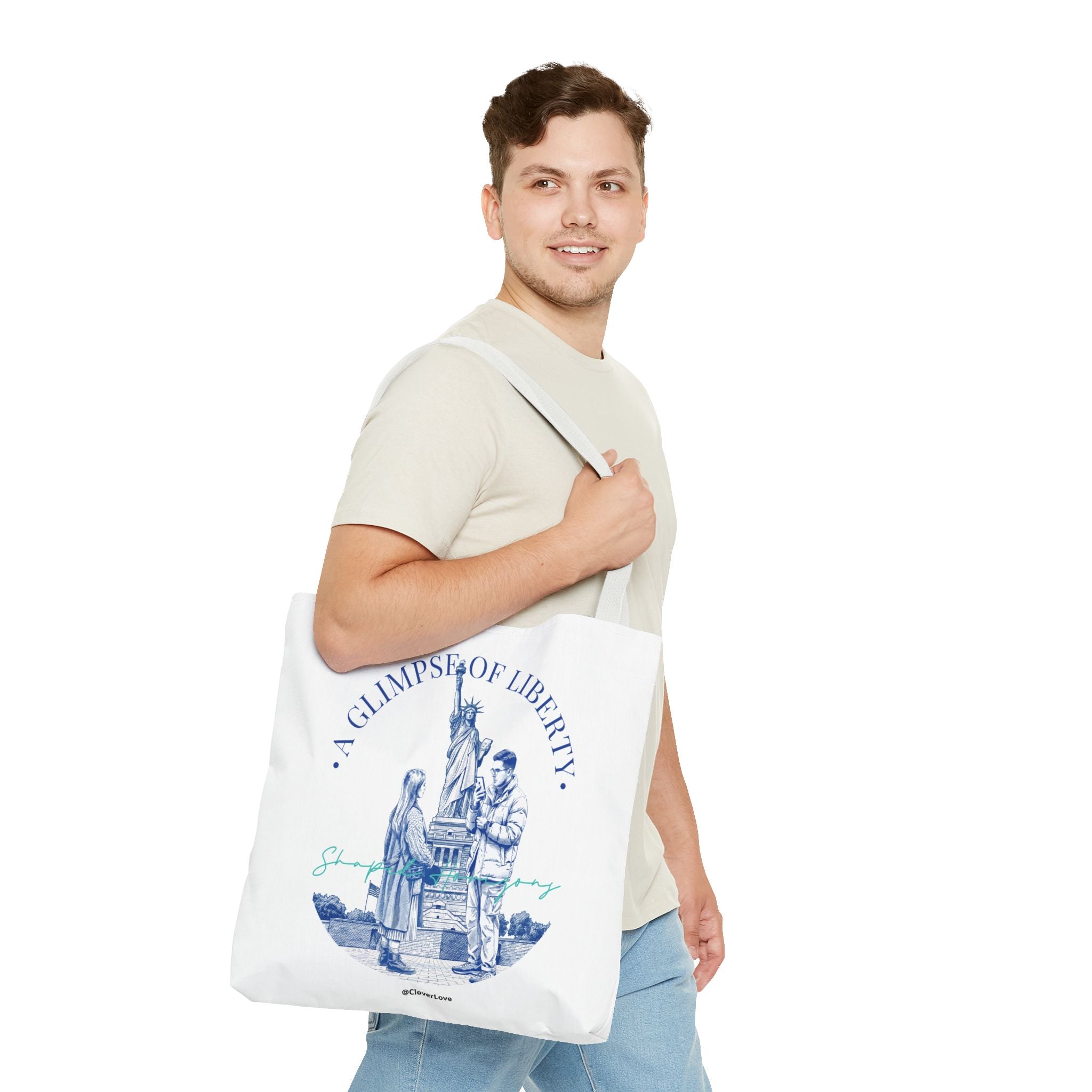 A Glimpse Of Liberty Travel Tote Bag | Statue of Liberty New York Canvas Tote Bag