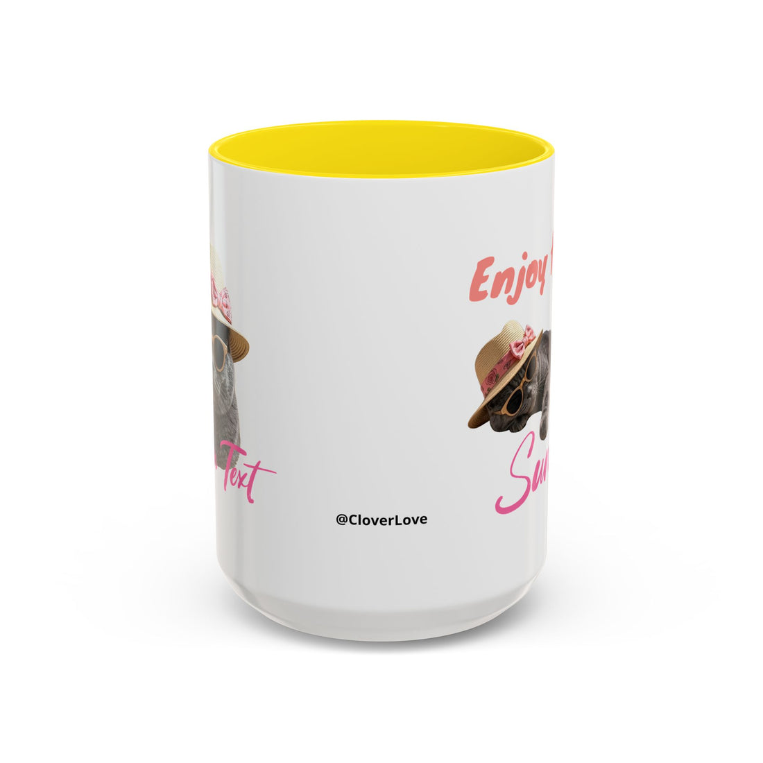 Summer Sunbathing Cat Mug | Personalized Cat Coffee Cup With Custom Text