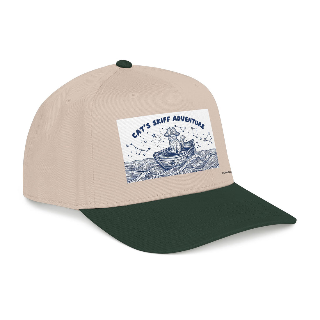 Cat Boat Hat - Ocean Adventure Baseball Cap, Nautical Cat Lover Gift, Coastal Travel Hat