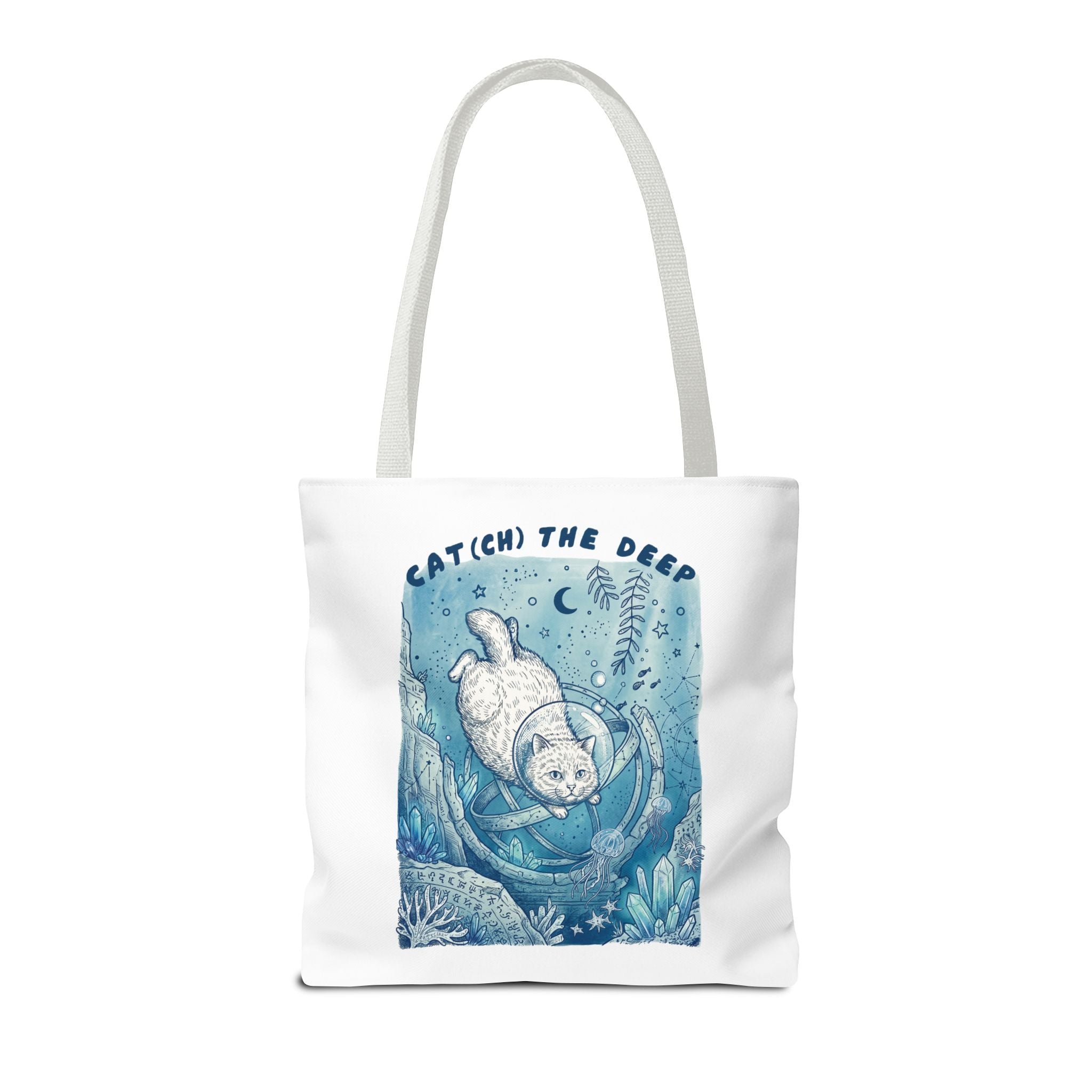 Cat Deep Sea Adventure Tote Bag | Vintage Ocean Explorer Canvas Bag