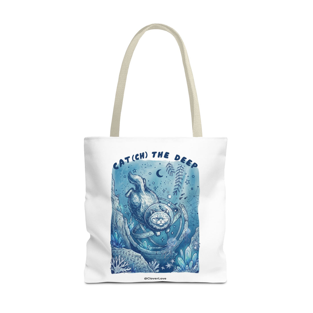 Cat Deep Sea Adventure Tote Bag | Vintage Ocean Explorer Canvas Bag