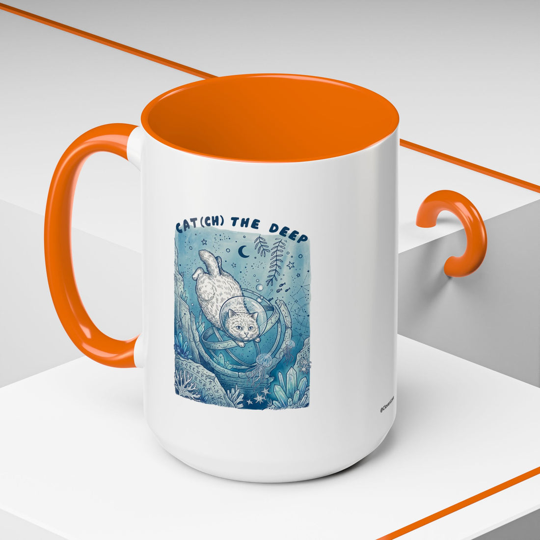 Cat's Deep Ocean Adventure Mug - Underwater Cat Lover Coffee Cup