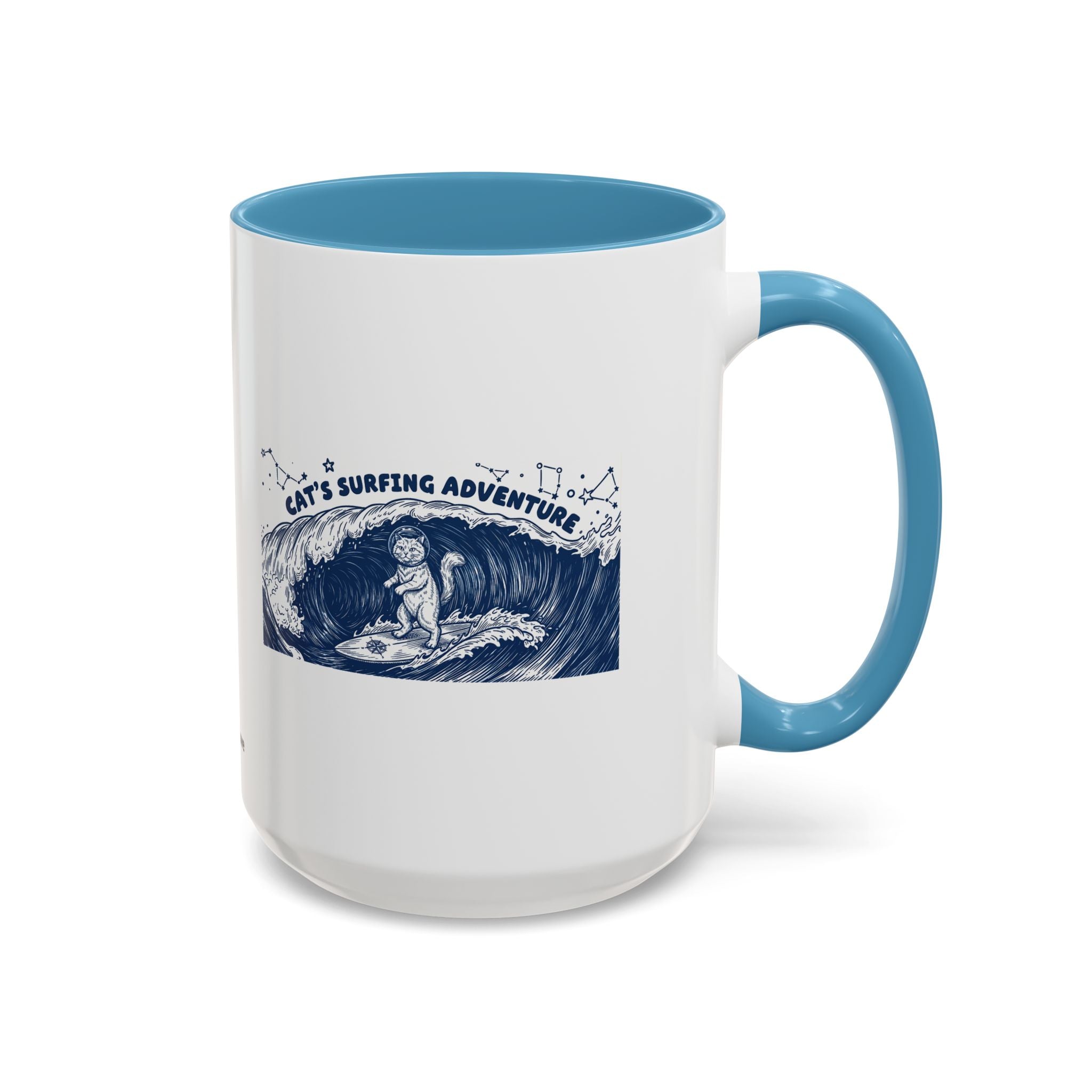 Cat's Surfing Adventure Ocean Wave Mug - Cute Cat Lover Coffee Cup