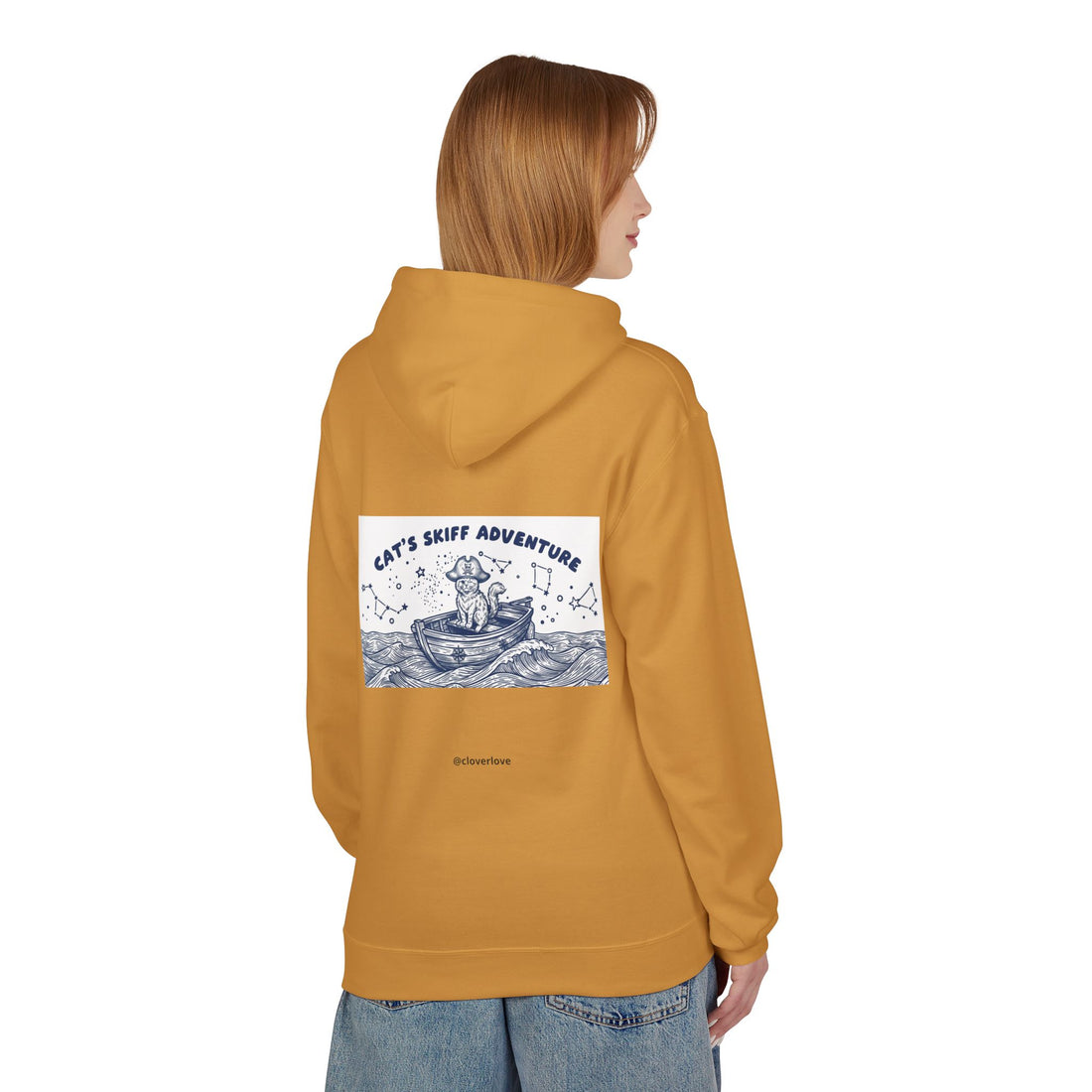 Katzen-Skiff-Abenteuer-Kapuzenpullover | Vintage Ozean Nautisch Grafik Sweatshirt