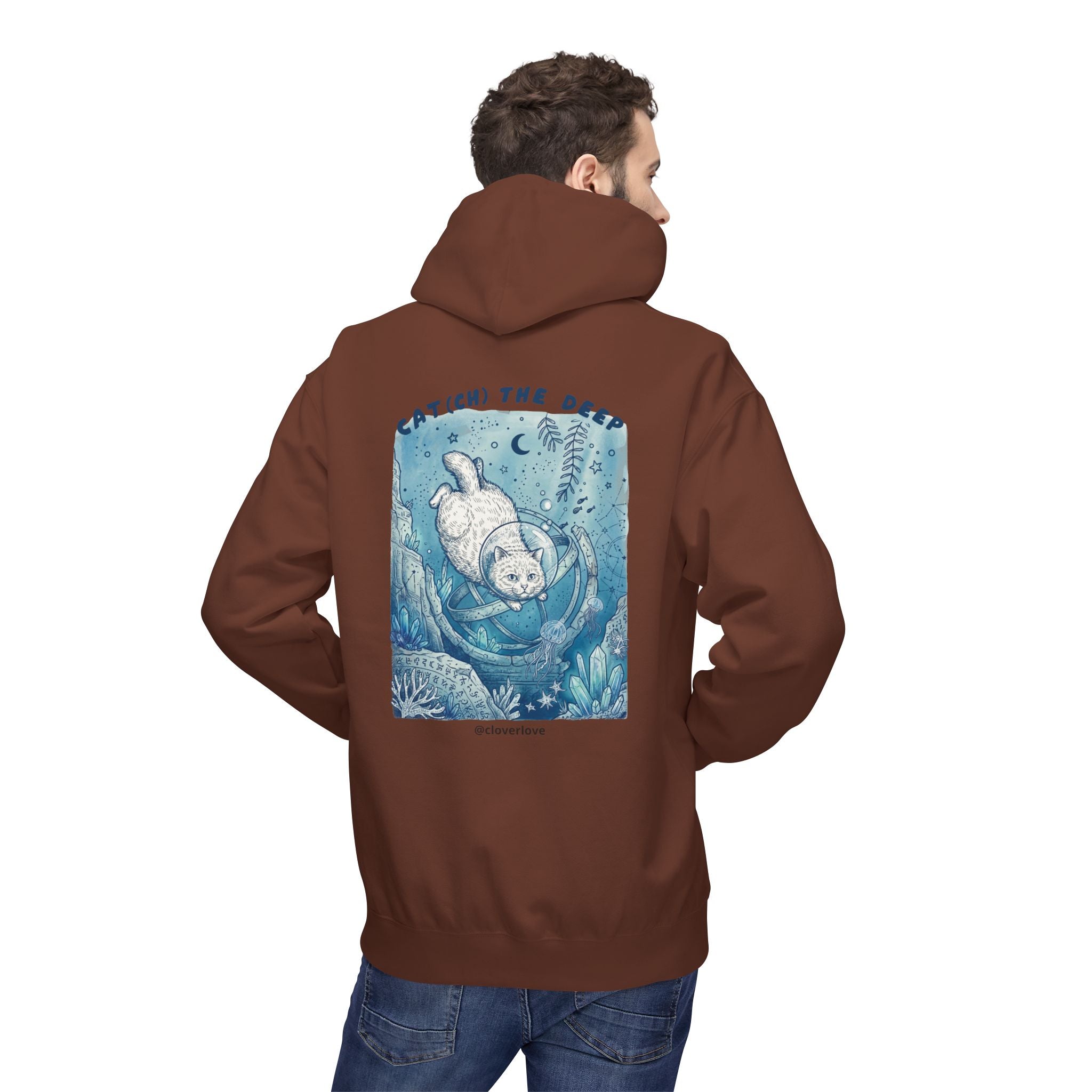 Katzen-Tiefseeabenteuer-Kapuzenpulli | Vintage Ozeanforscher Grafik-Sweatshirt