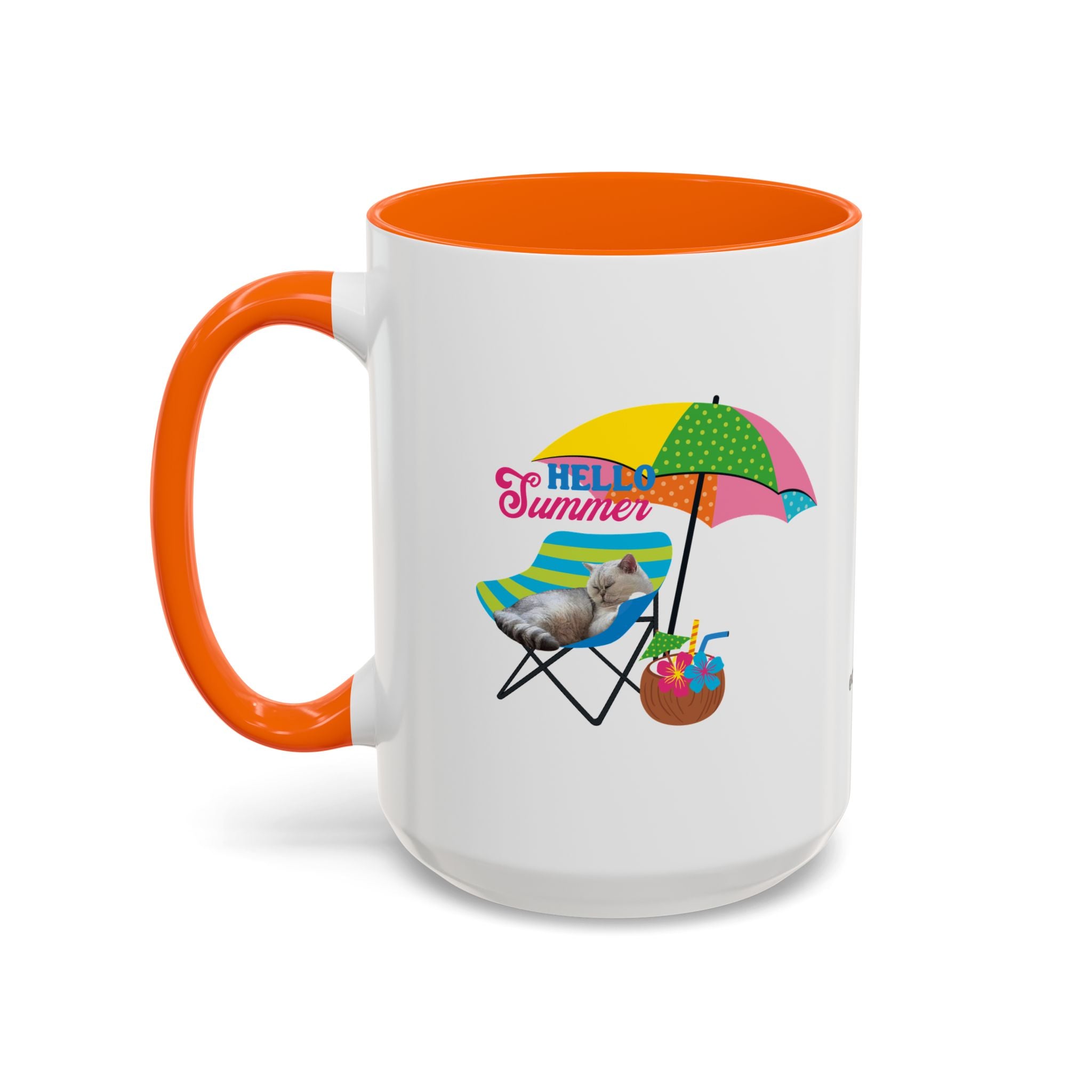 Personalized Summer Cat Mug | Custom Pet Portrait Coffee Cup