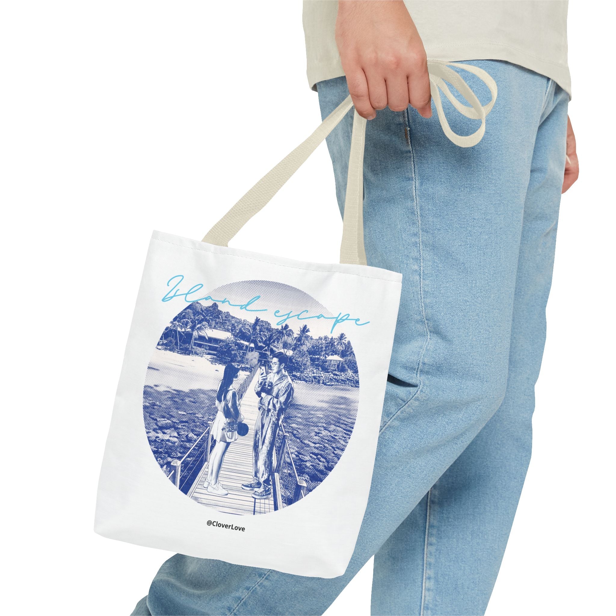 Island Escape Tote Bag | Vintage Beach Travel Canvas Bag