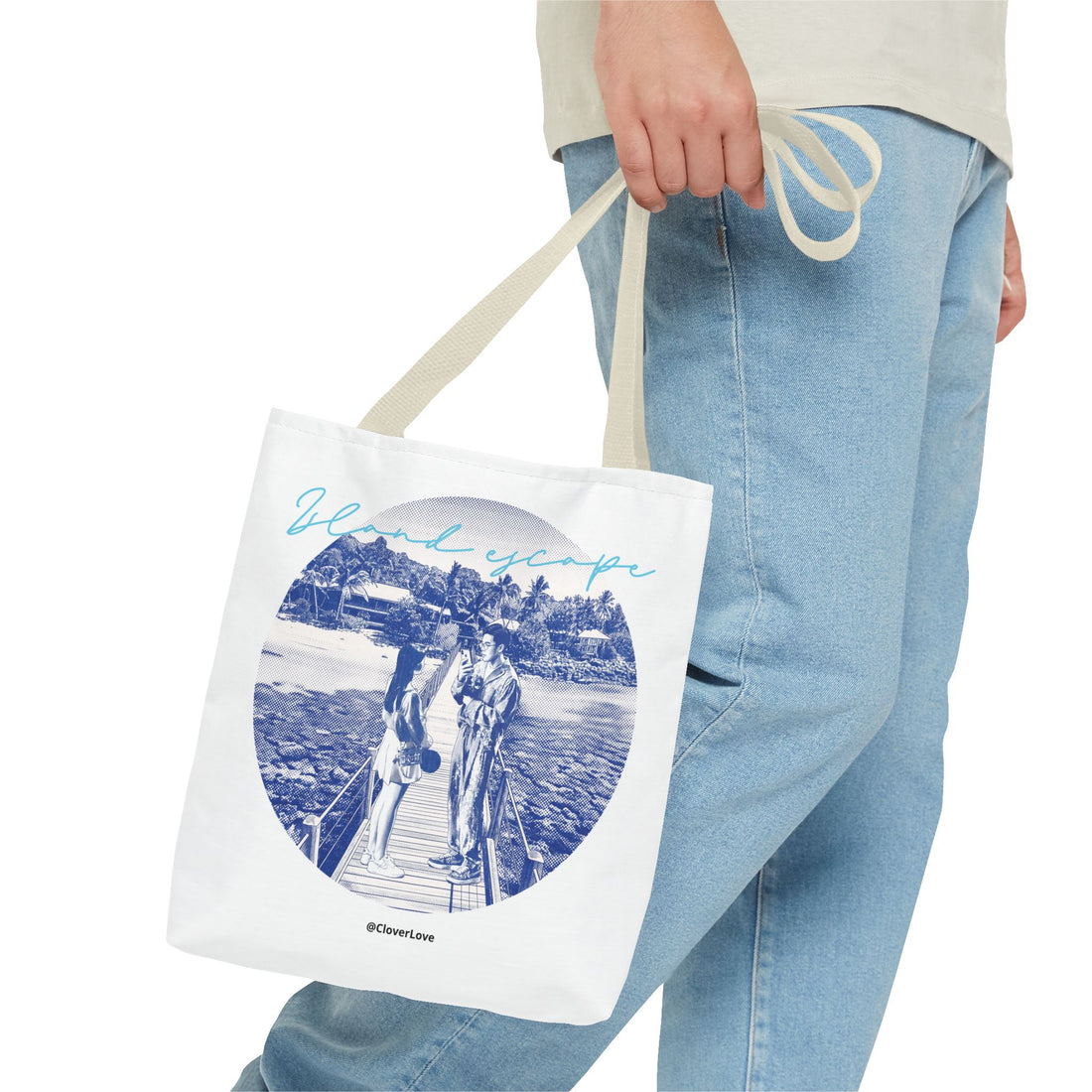 Island Escape Tote Bag | Vintage Beach Travel Canvas Bag