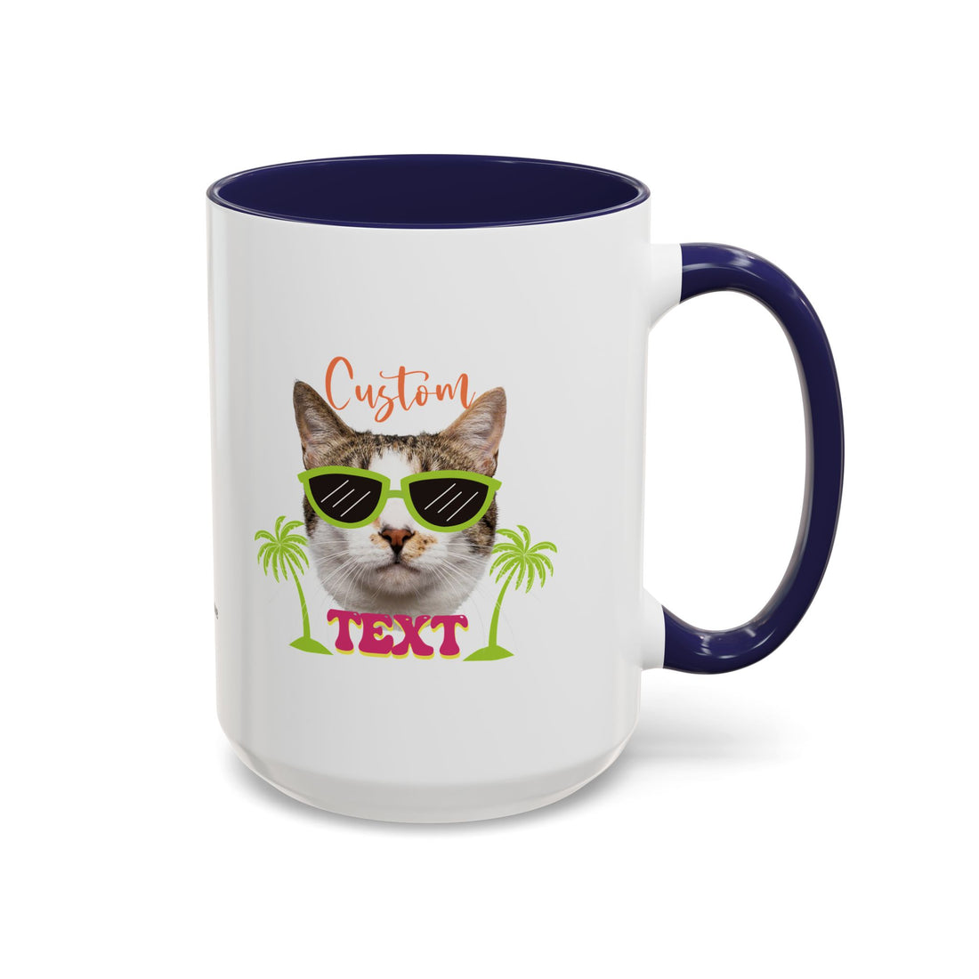 Cool Cat Summer Mug | Personalized Cat Photo Coffee Cup With Custom Text