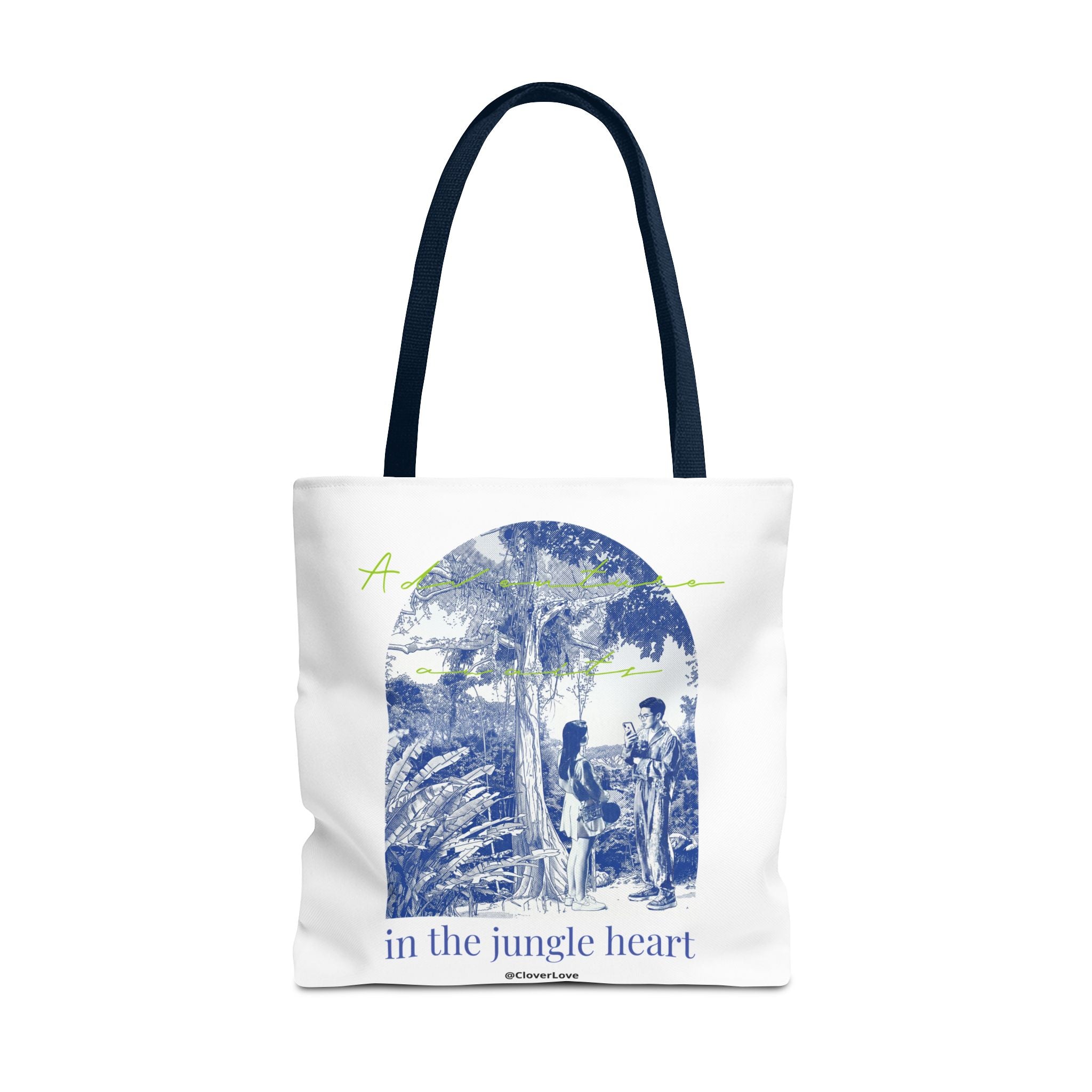 In The Jungle Heart Travel Tote Bag | Vintage Jungle Adventure Canvas Tote Bag