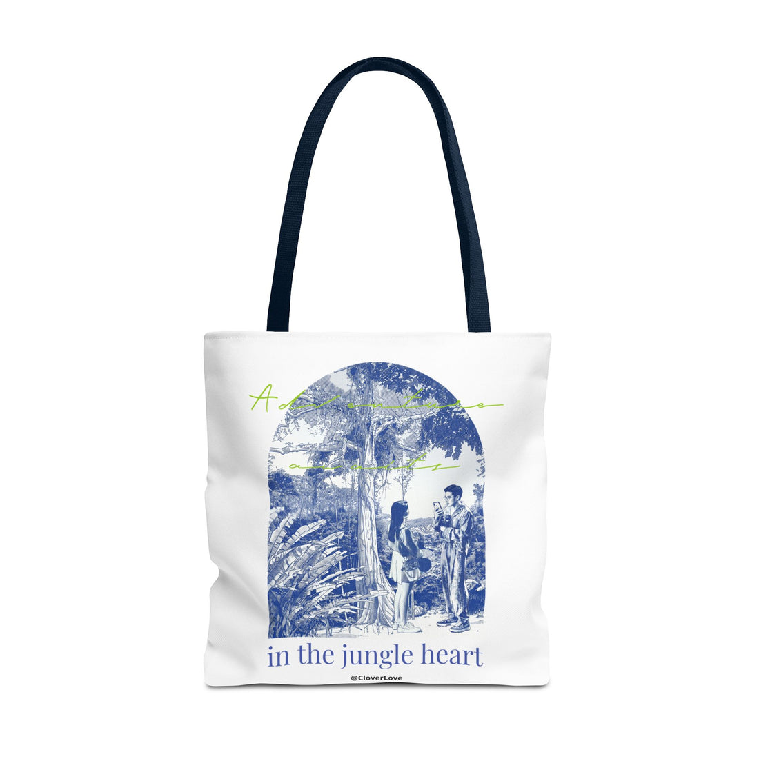 In The Jungle Heart Travel Tote Bag | Vintage Jungle Adventure Canvas Tote Bag