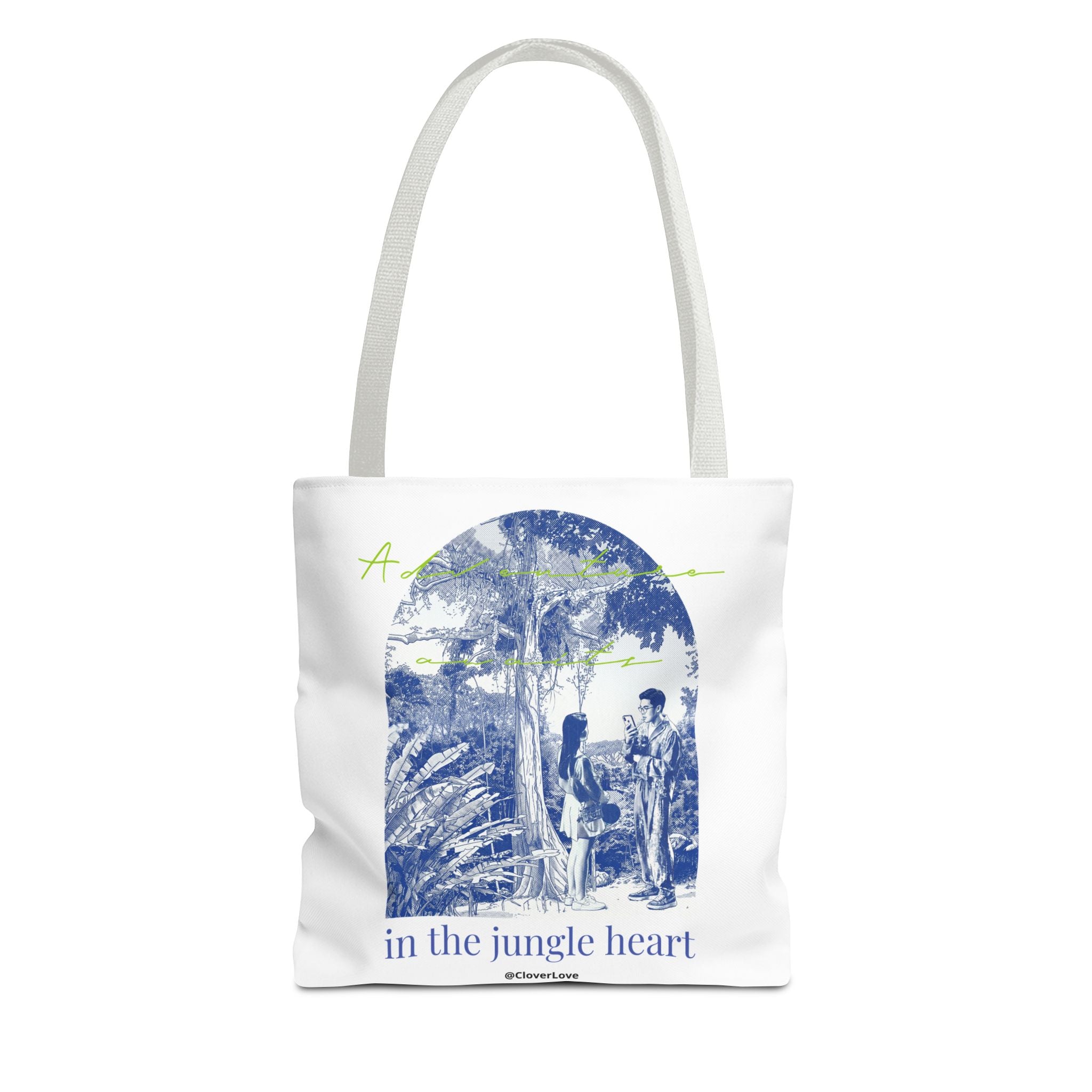 In The Jungle Heart Travel Tote Bag | Vintage Jungle Adventure Canvas Tote Bag
