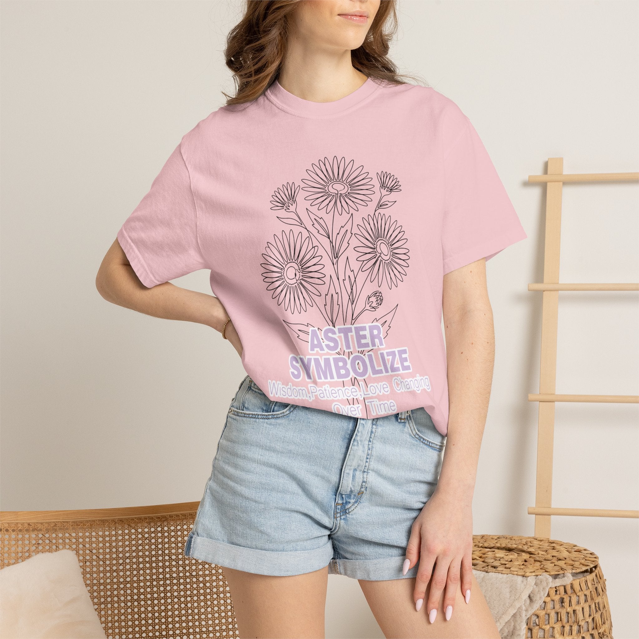 Aster Flower T-Shirt - Botanical Graphic Shirt for Flower Lovers