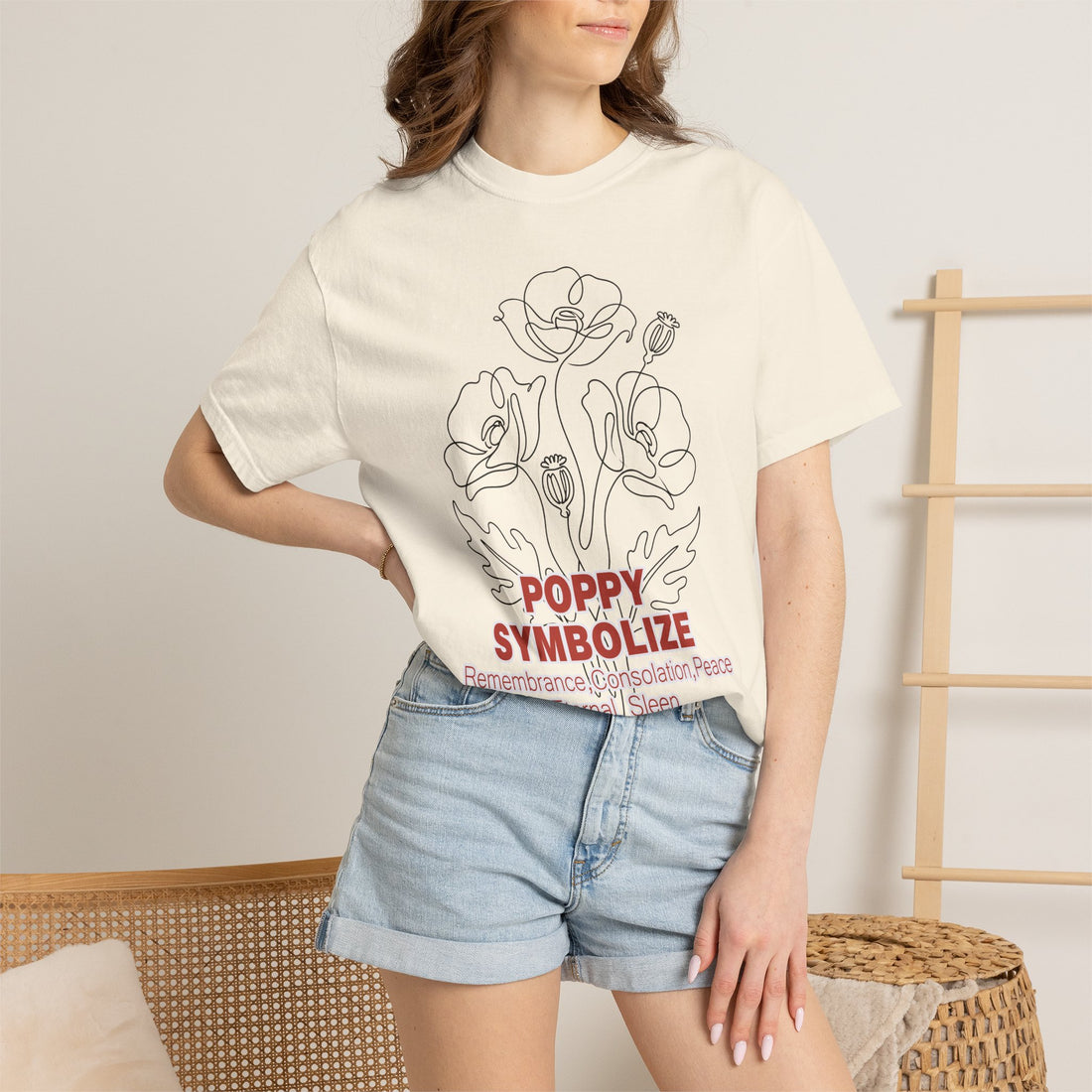 Poppy Flower T-Shirt - Memorial Botanical Graphic Shirt for Flower Lovers