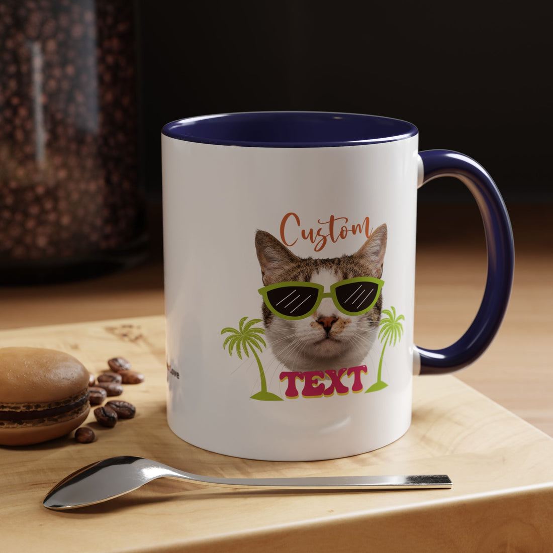 Cool Cat Summer Mug | Personalized Cat Photo Coffee Cup With Custom Text