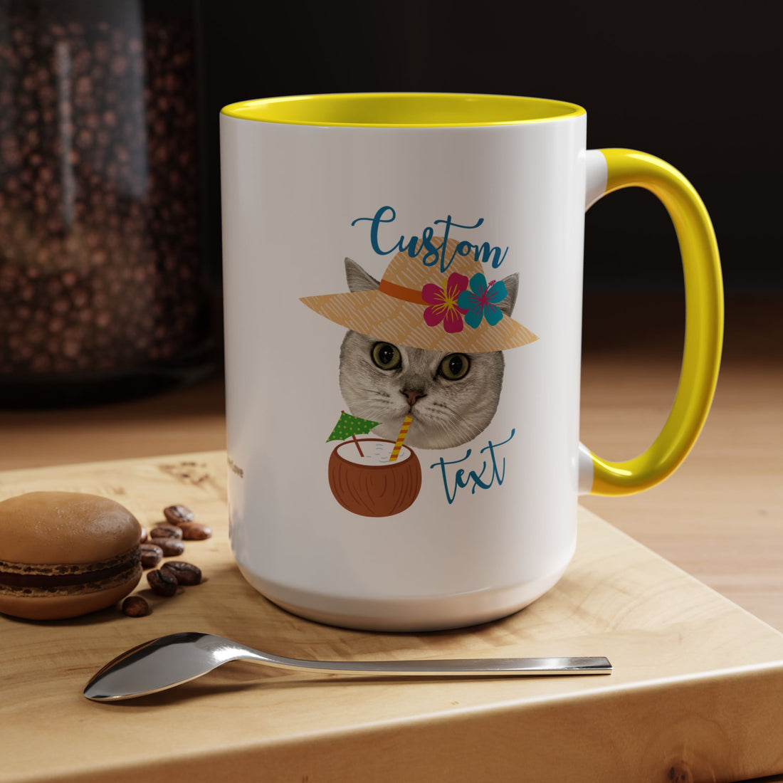 Personalized Summer Cat Mug | Custom Pet Portrait Coffee Cup