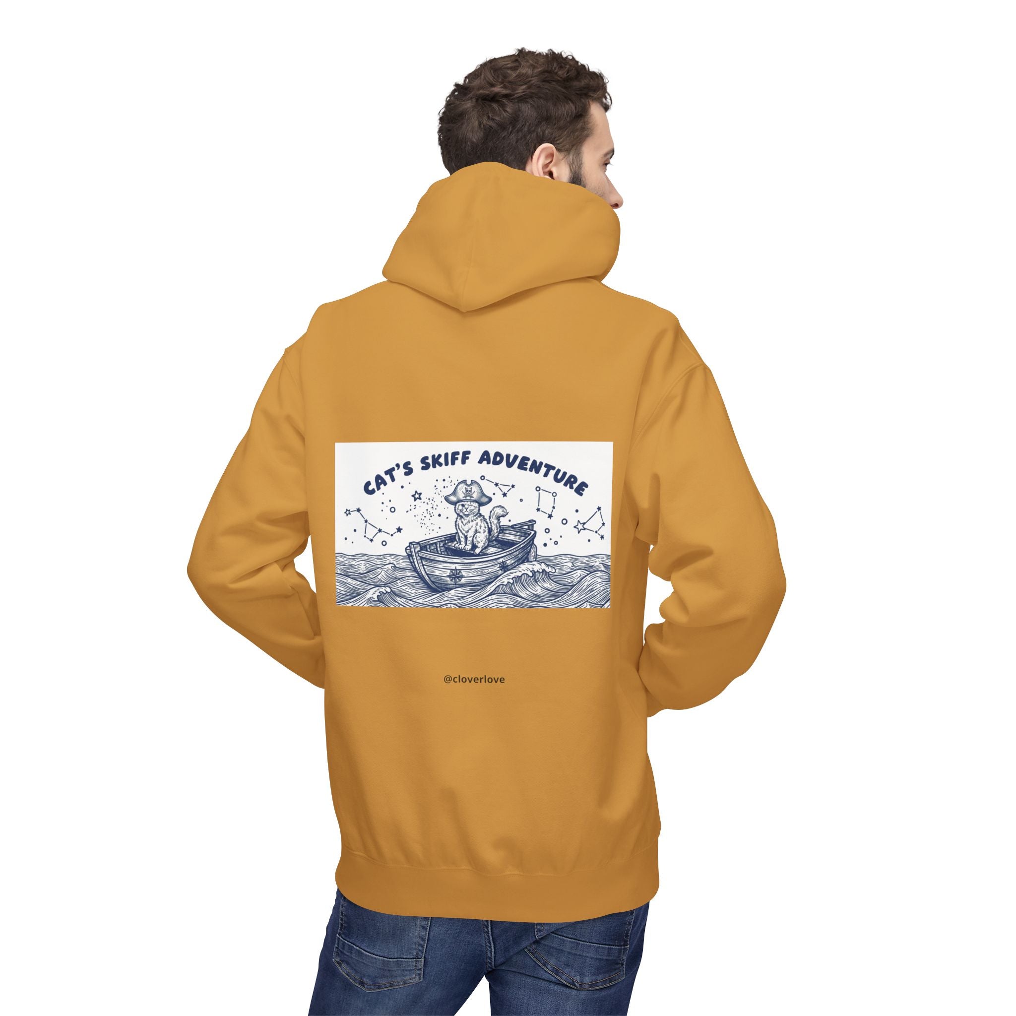 Katzen-Skiff-Abenteuer-Kapuzenpullover | Vintage Ozean Nautisch Grafik Sweatshirt