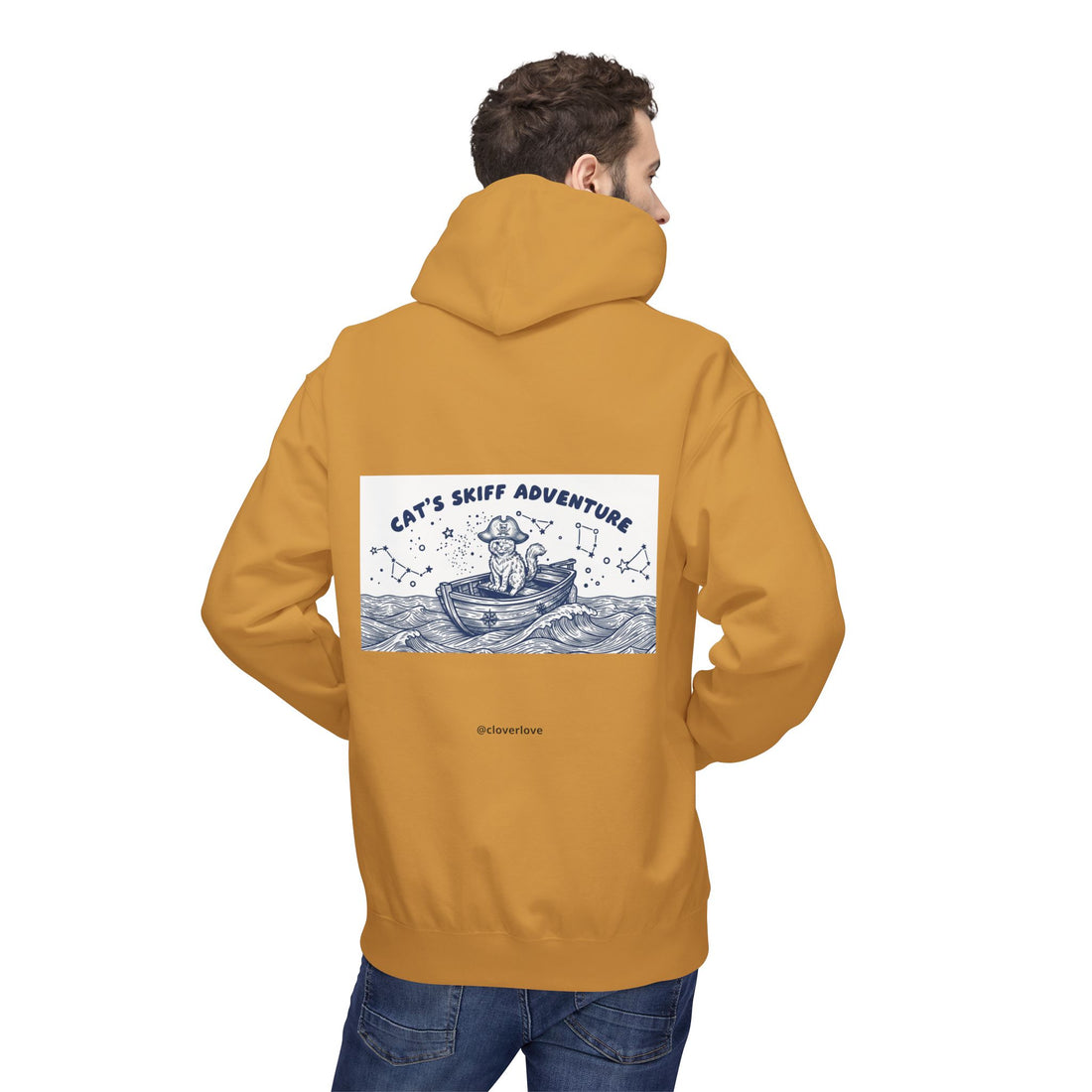 Katzen-Skiff-Abenteuer-Kapuzenpullover | Vintage Ozean Nautisch Grafik Sweatshirt