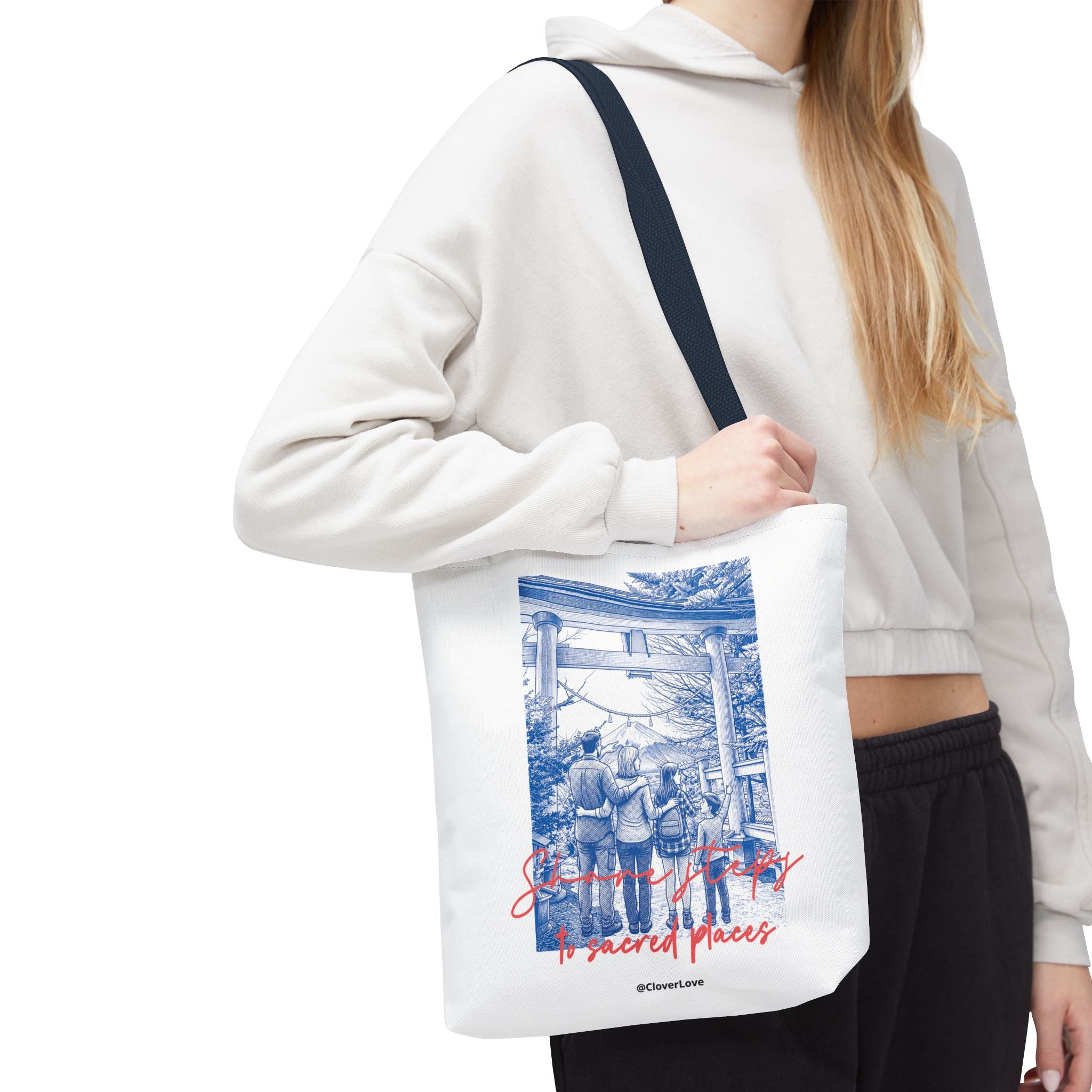 Japan Travel Tote Bag | Vintage Torii Gate Fuji Mountain Canvas Bag