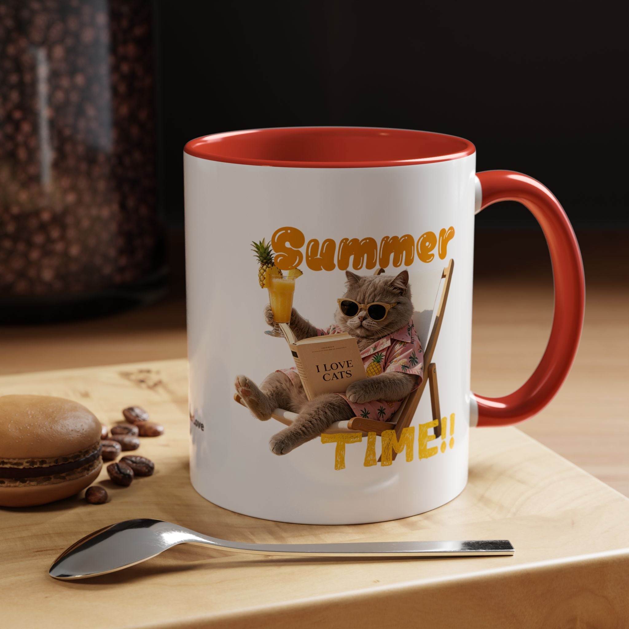 Funny Cat Summer Mug - Cute Beach Coffee Cup for Cat Lovers