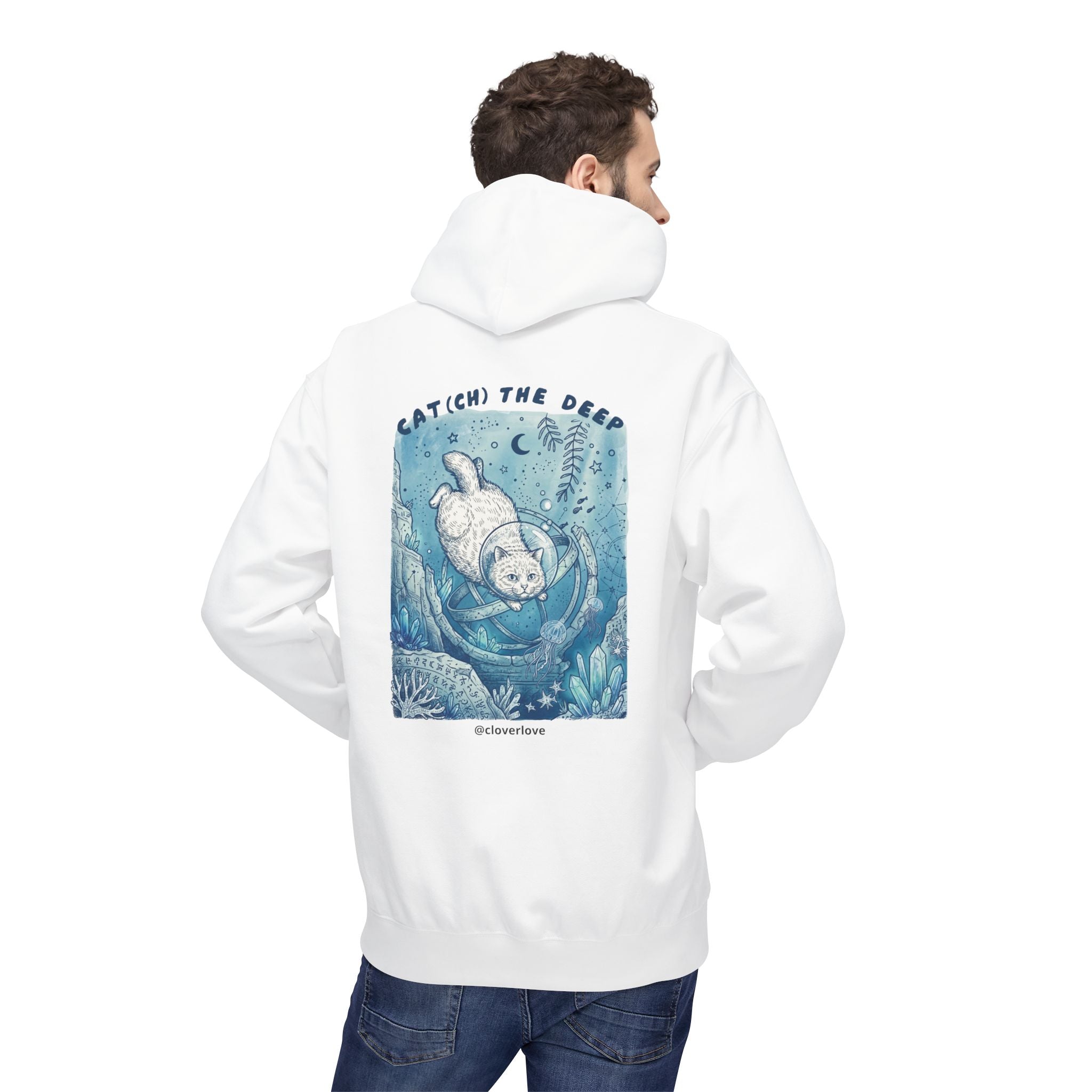 Katzen-Tiefseeabenteuer-Kapuzenpulli | Vintage Ozeanforscher Grafik-Sweatshirt