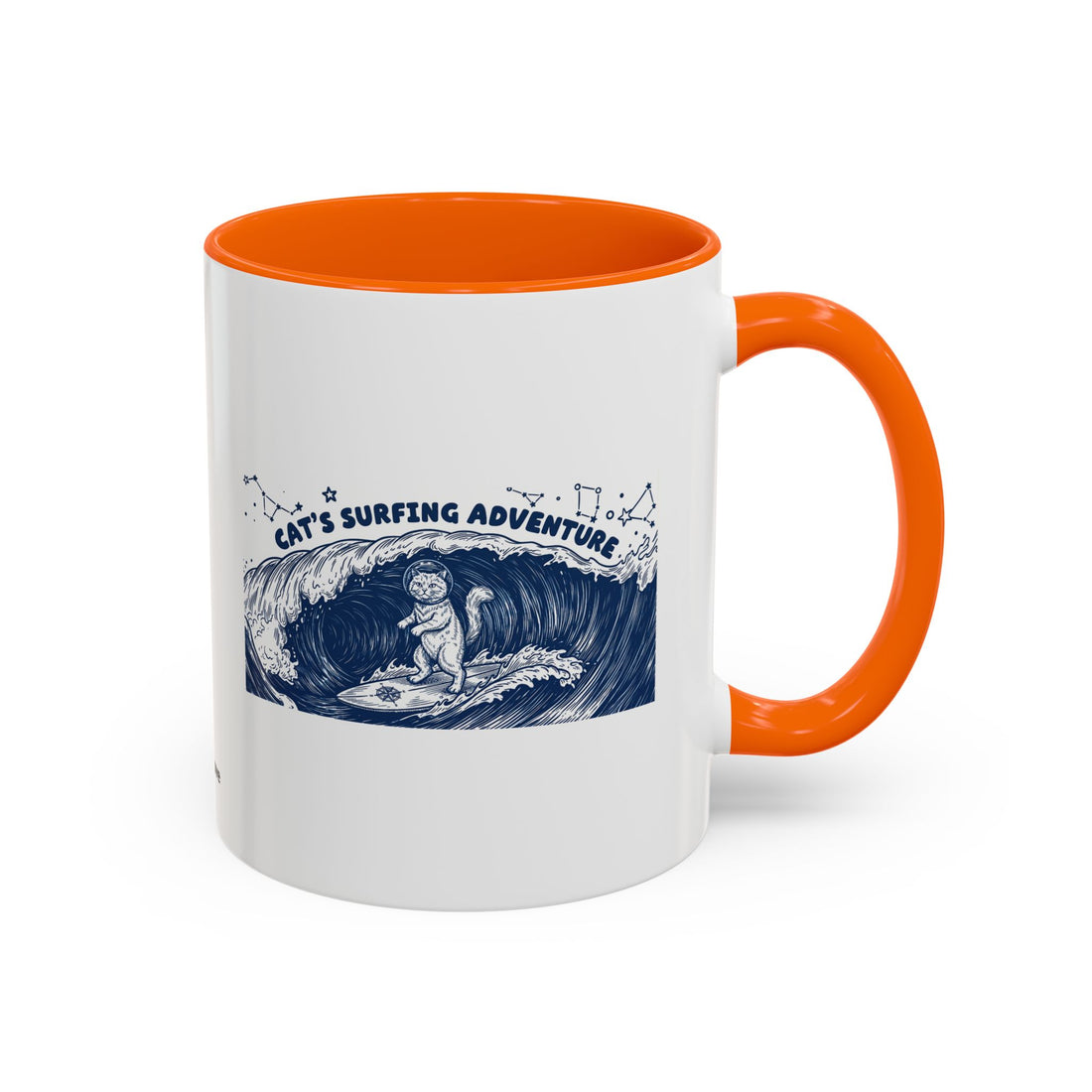 Cat's Surfing Adventure Ocean Wave Mug - Cute Cat Lover Coffee Cup