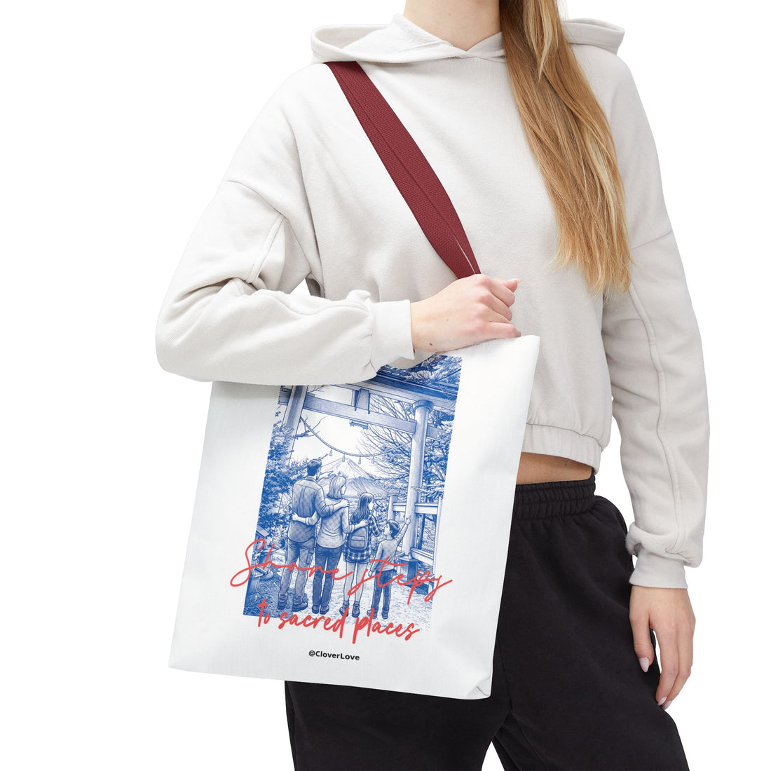 Japan Travel Tote Bag | Vintage Torii Gate Fuji Mountain Canvas Bag