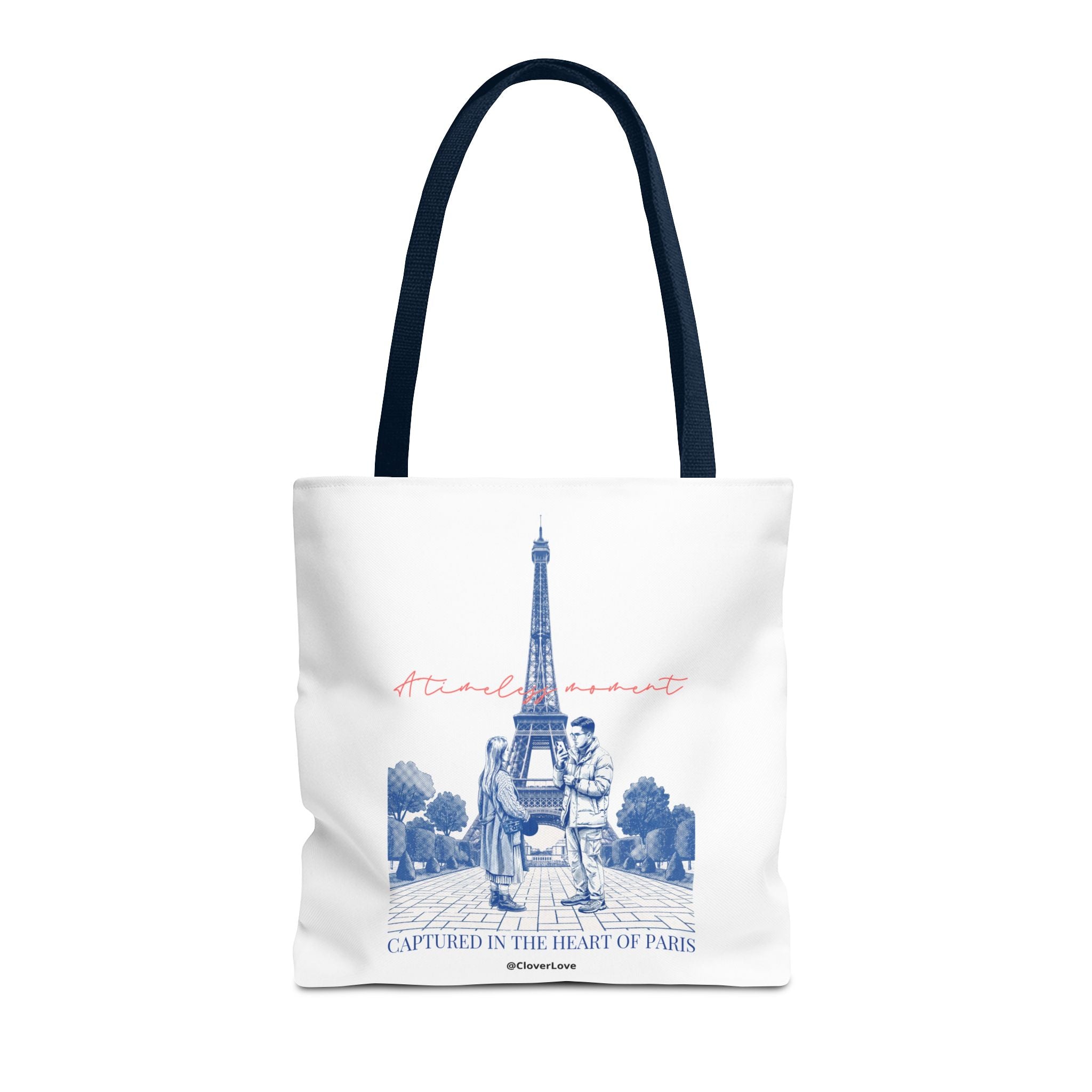 Paris Travel Tote Bag | Vintage Eiffel Tower Couple Canvas Bag