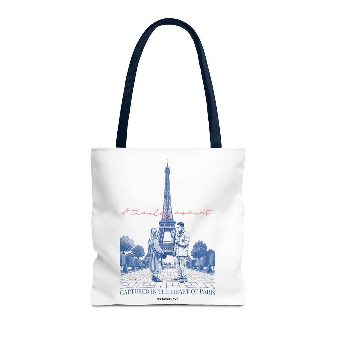 Paris Travel Tote Bag | Vintage Eiffel Tower Couple Canvas Bag