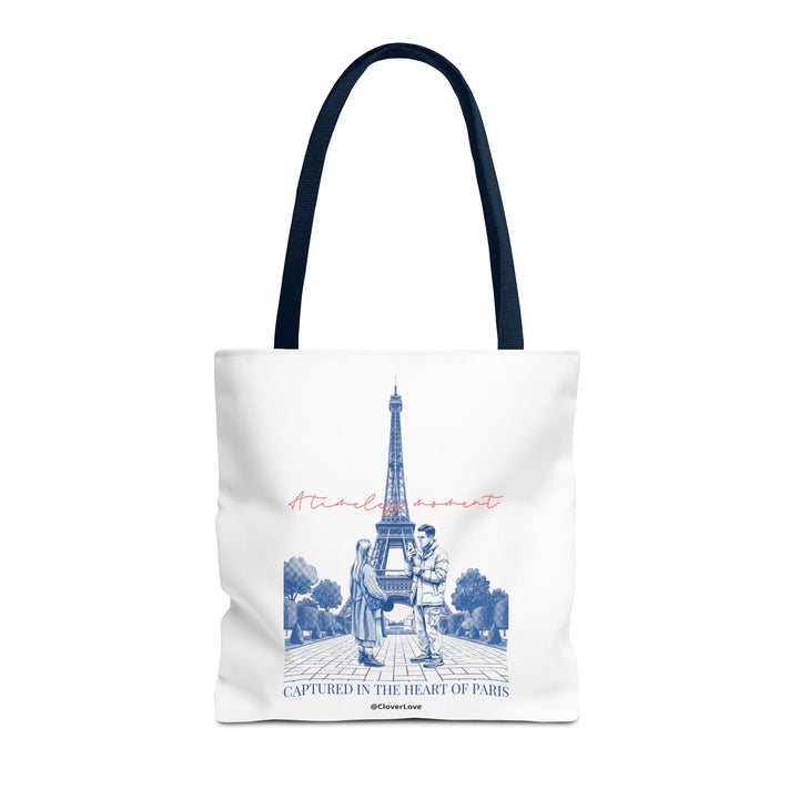 Paris Travel Tote Bag | Vintage Eiffel Tower Couple Canvas Bag