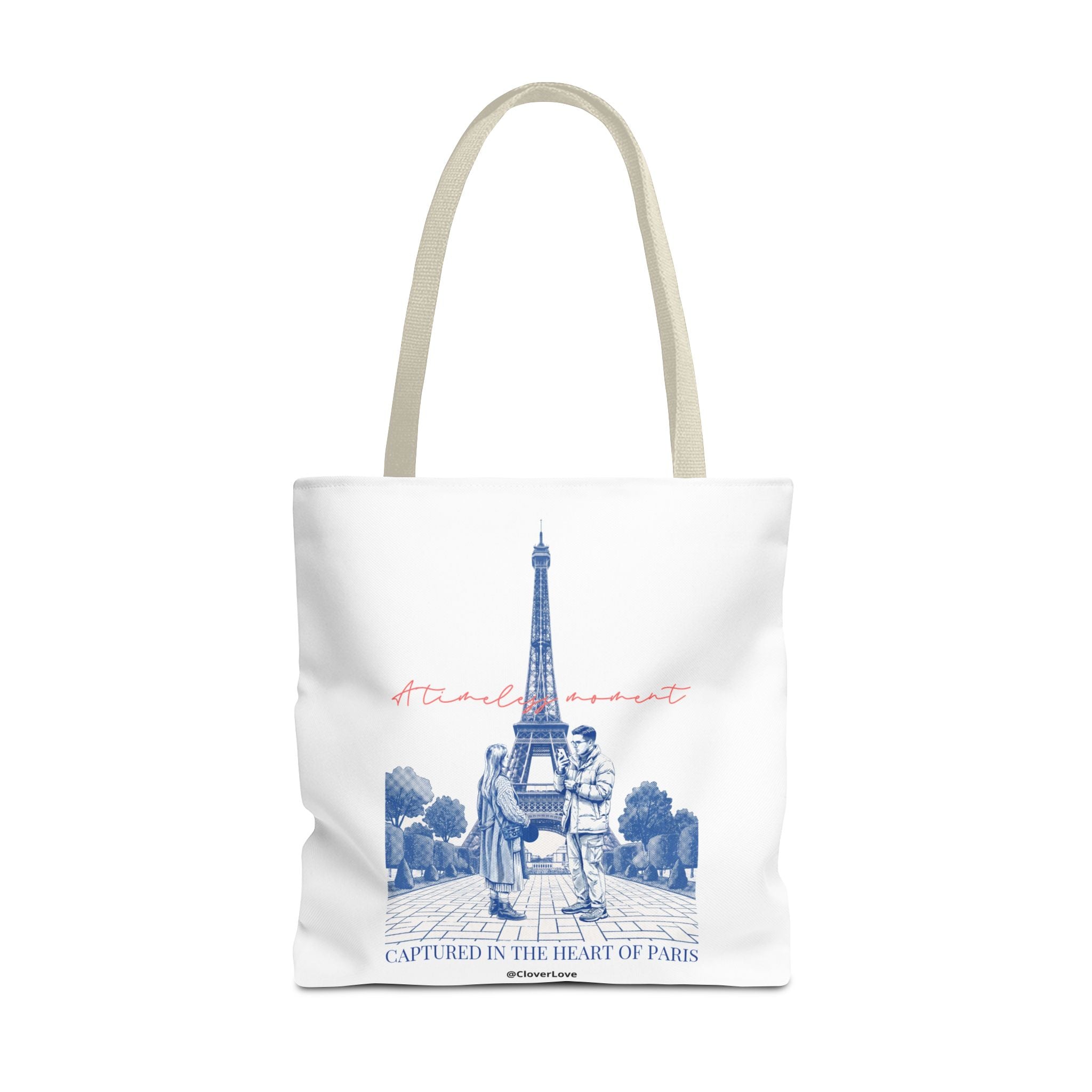 Paris Travel Tote Bag | Vintage Eiffel Tower Couple Canvas Bag