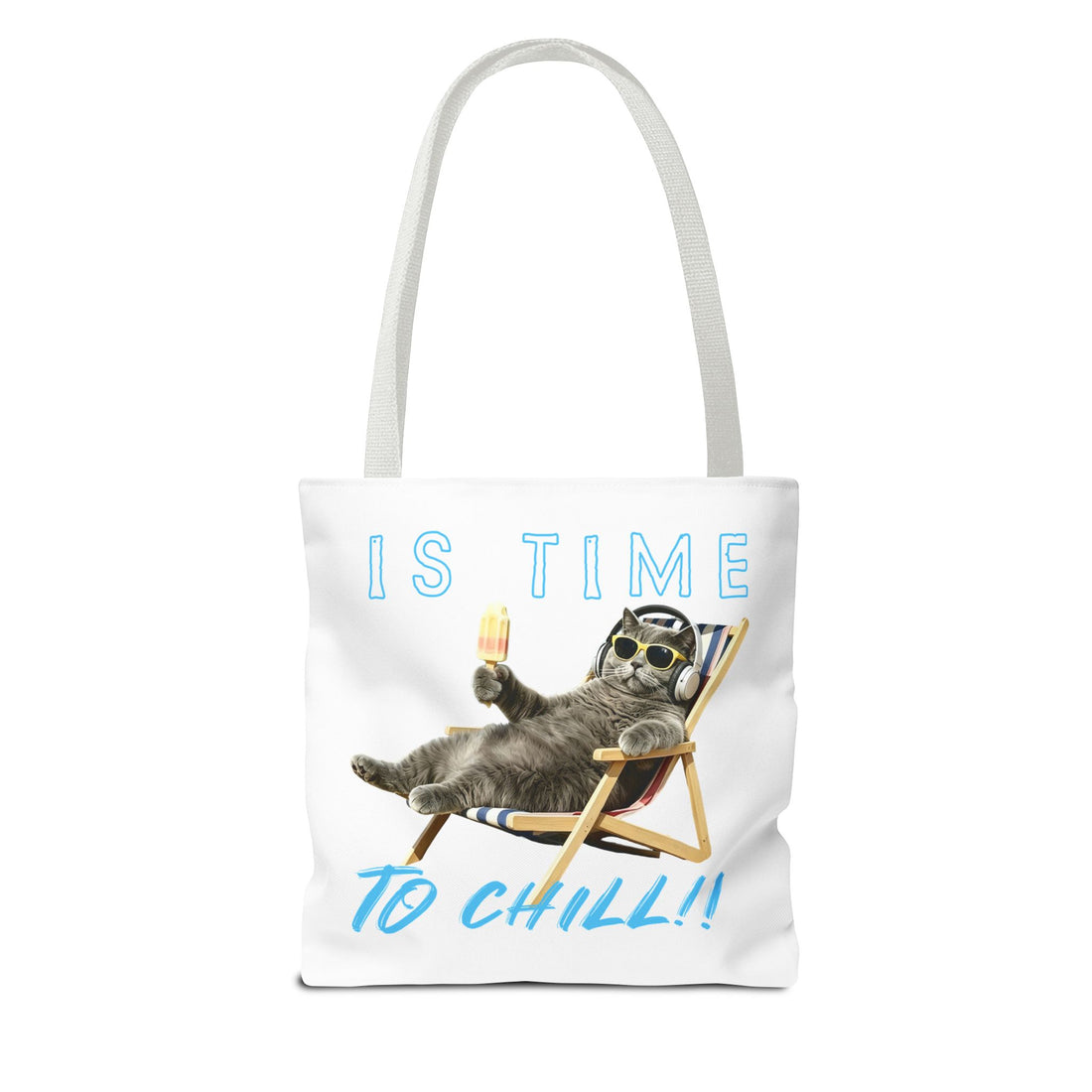 Summer Chill Cat Tote Bag | Funny Cat Lover Beach Bag