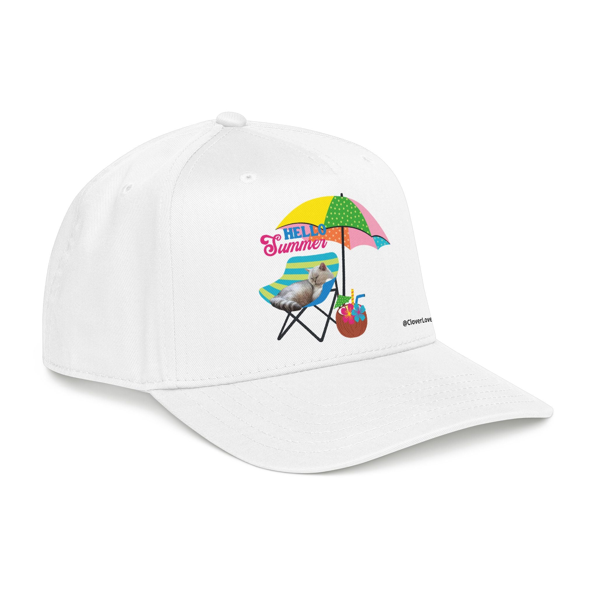 Hello Summer Cat Hat | Cute Beach Cat Baseball Cap For Cat Lovers
