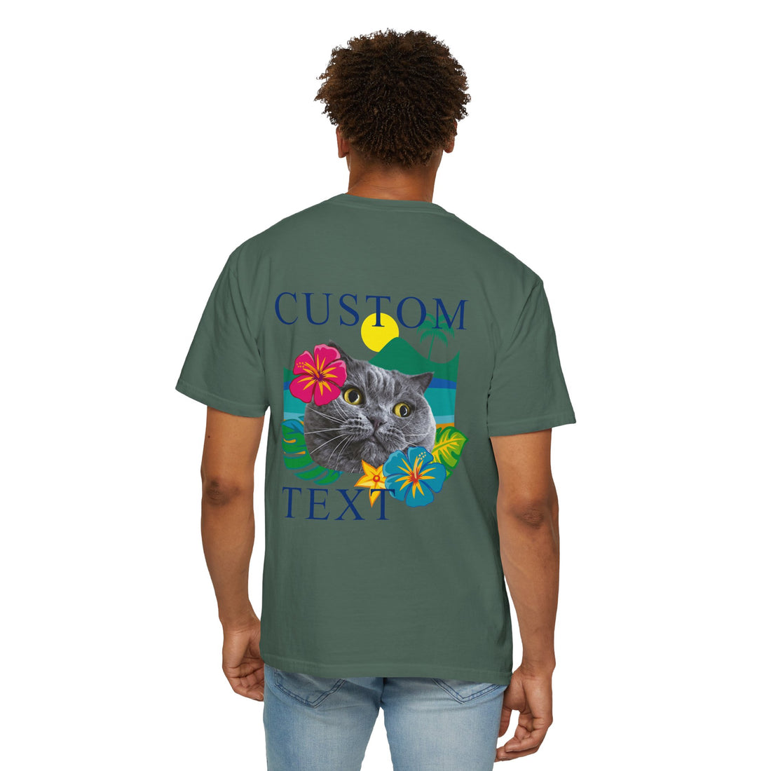 Custom Pet Summer T-Shirt -Tropical Vacation Style Pet Lover Gift