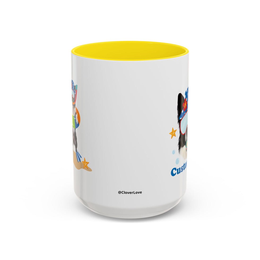 Sommer Tauchhund Tasse | Personalisierte Hundefoto Kaffeetasse mit individuellem Text
