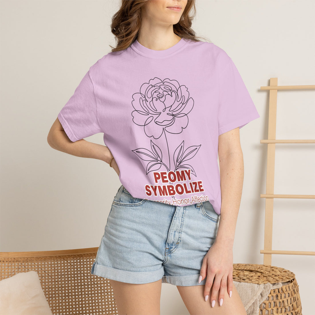 Peony Flower T-Shirt - Elegant Botanical Graphic Shirt for Flower Lovers