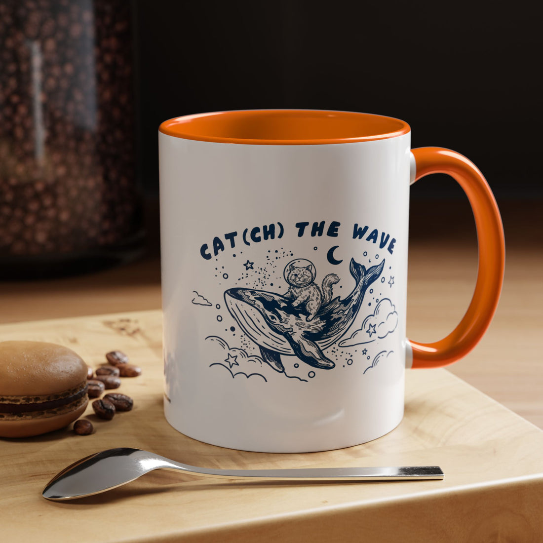Cat's Wave Adventure Mug - Cute Cat Whale Ocean Coffee Cup