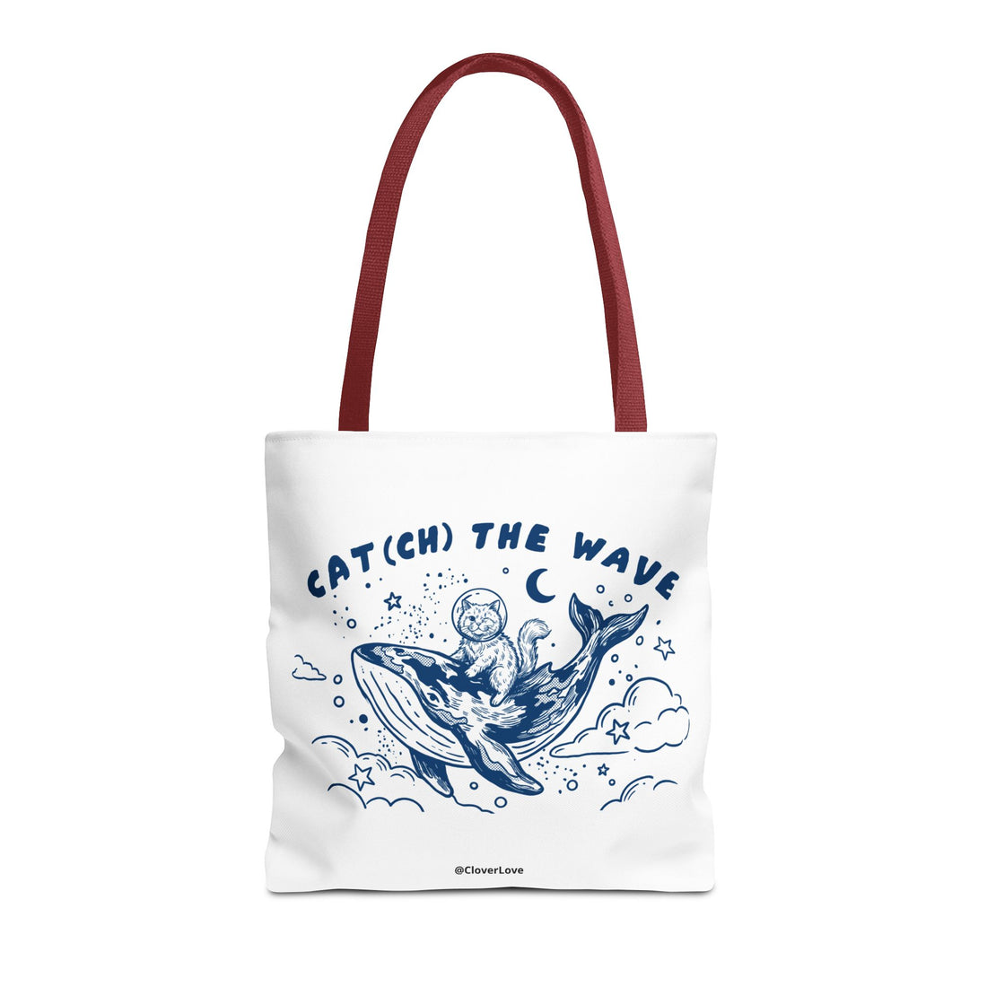 Cat Whale Adventure Tote Bag | Vintage Ocean Graphic Canvas Bag